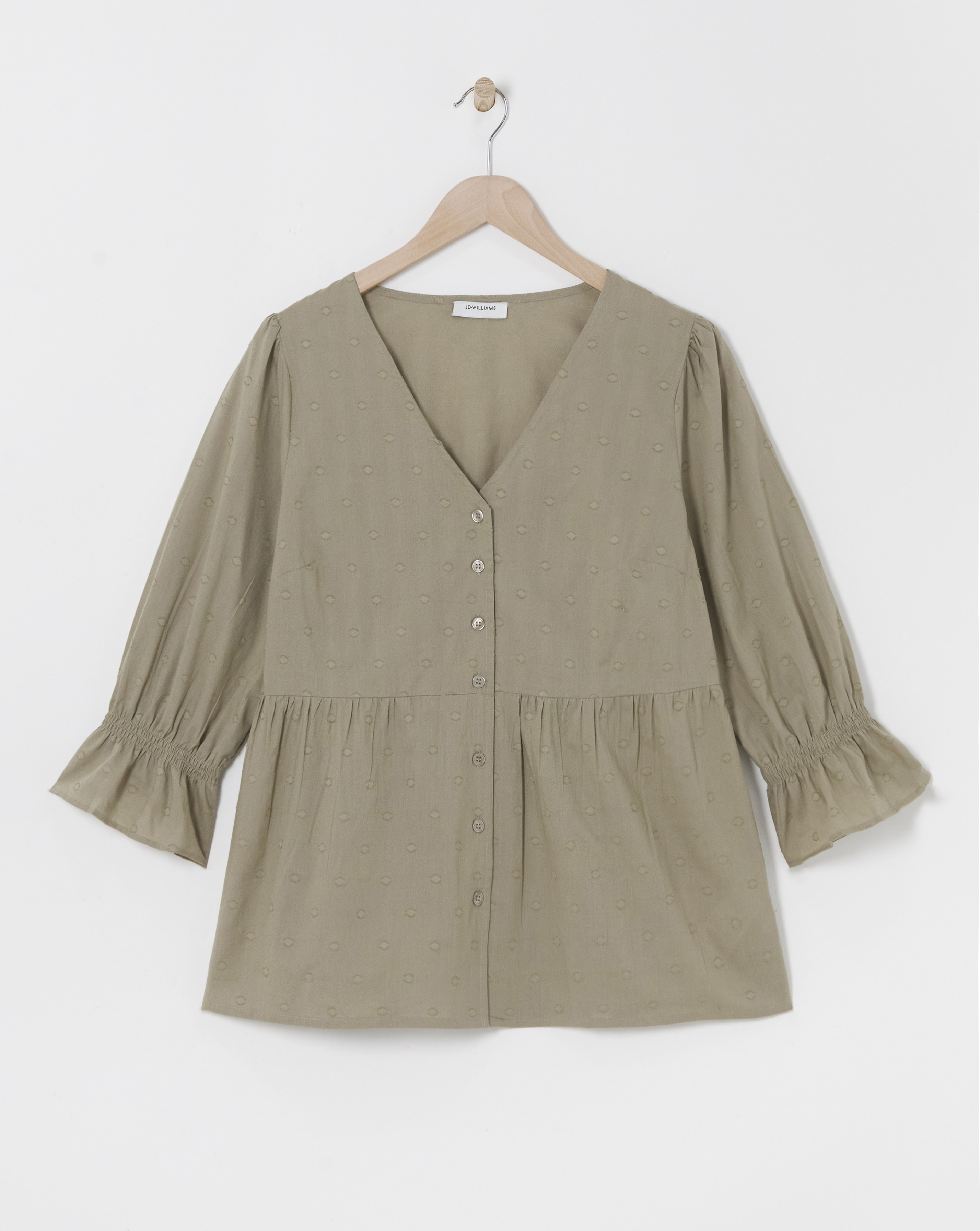 Cotton Dobby Puff Sleeve Top