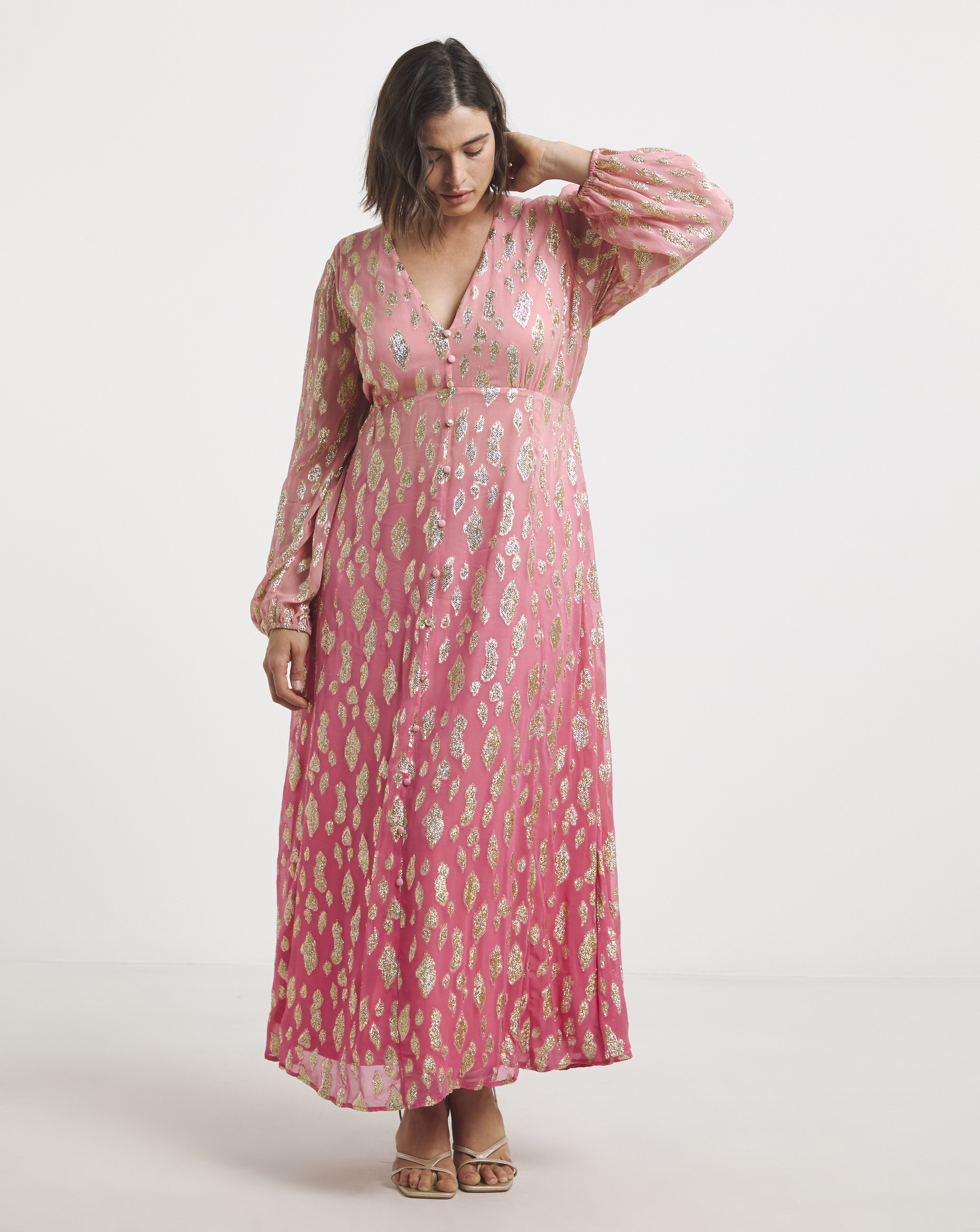 Simply Be - Women's Pink Ombre Jacquard Maxi Dress - Size 12 - Pink