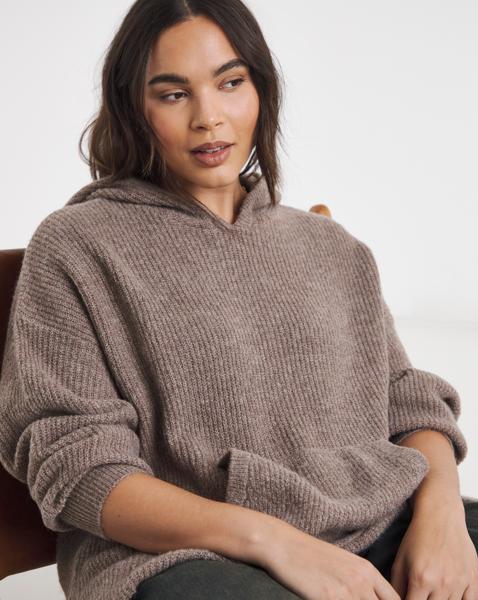 Ribbed Knitted Hoodie
