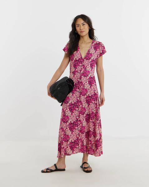 Cap Sleeve Button Through Tea Dress