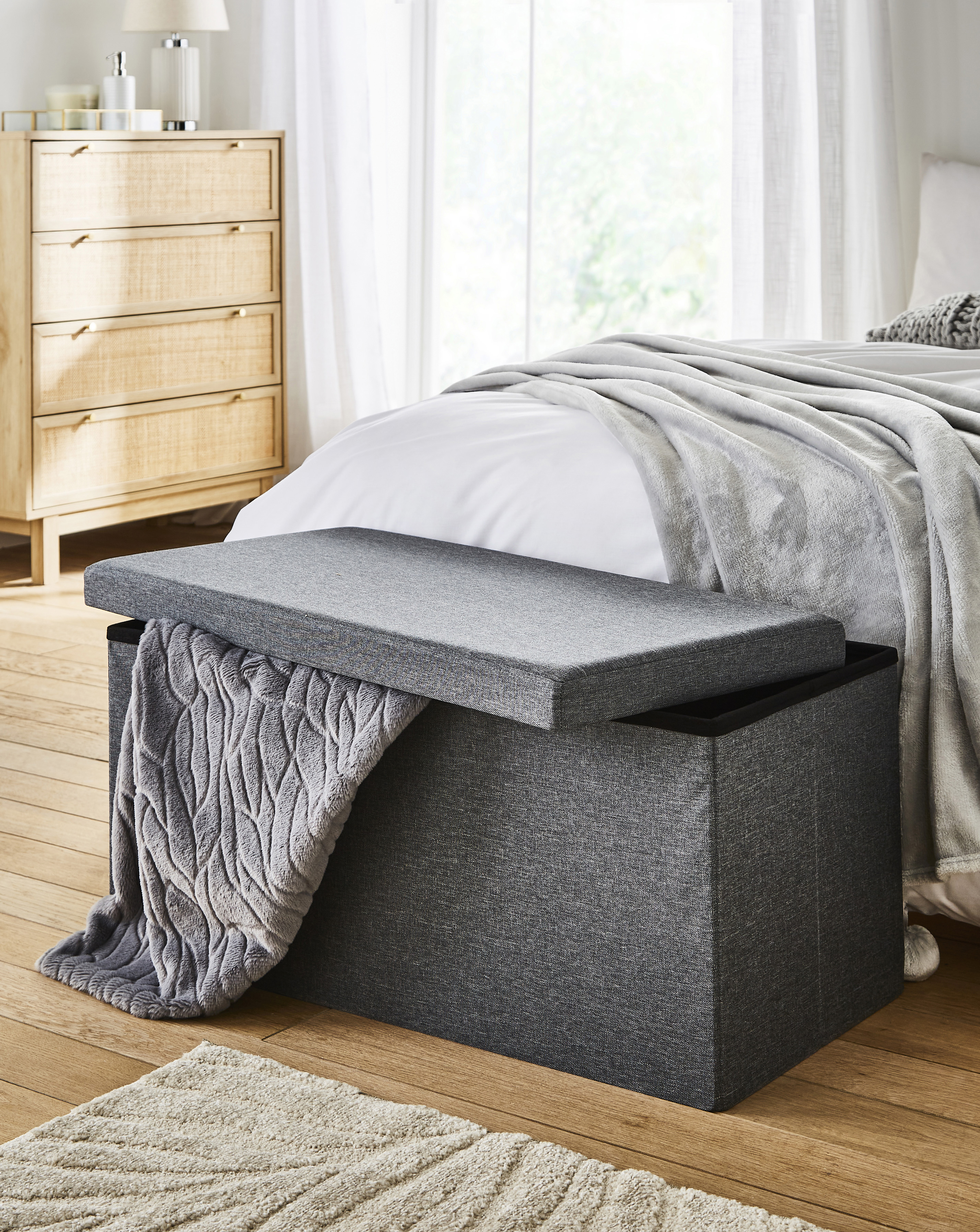 Fabric Foldable Storage Ottoman