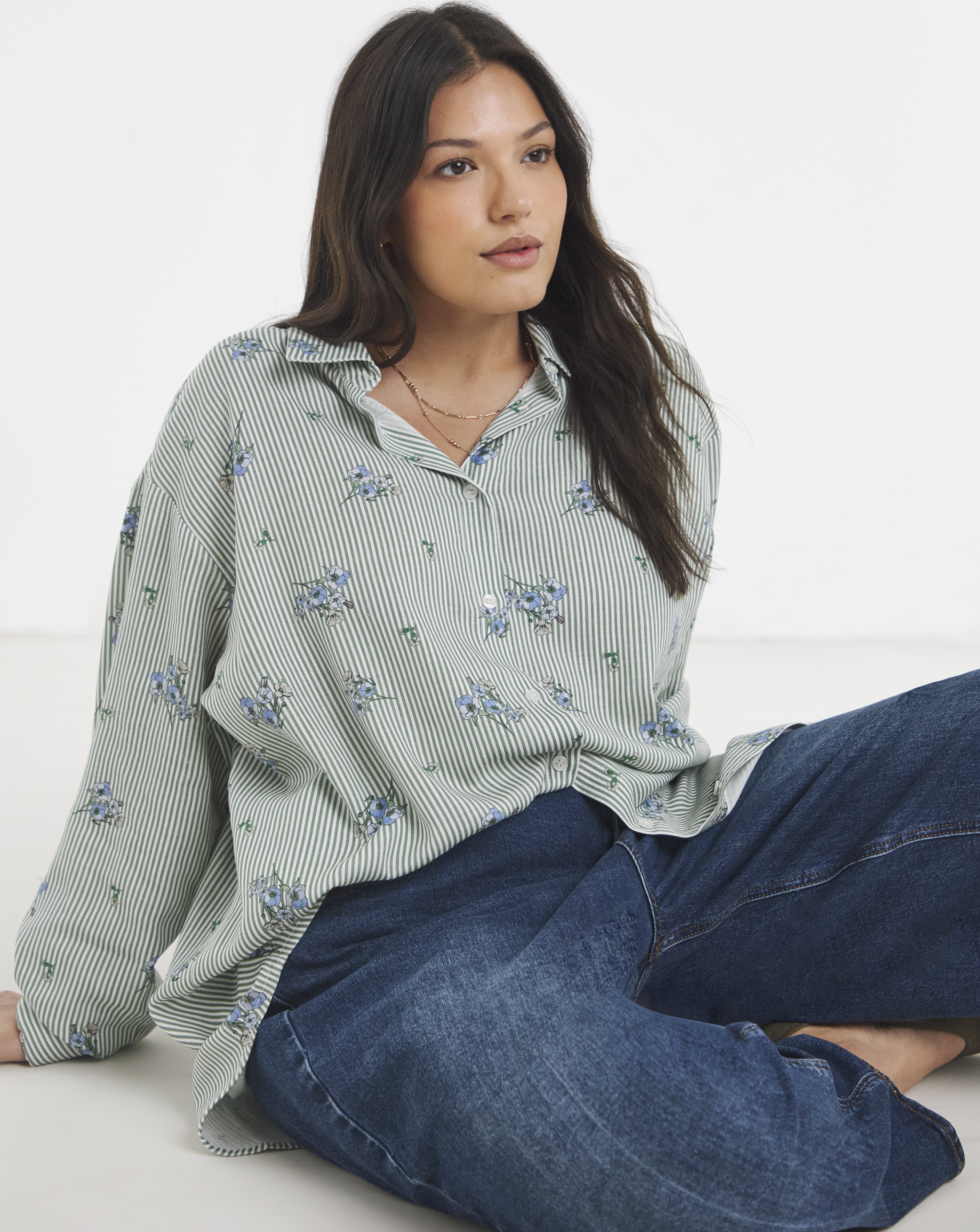 Stripe Linen Mix Boxy Shirt