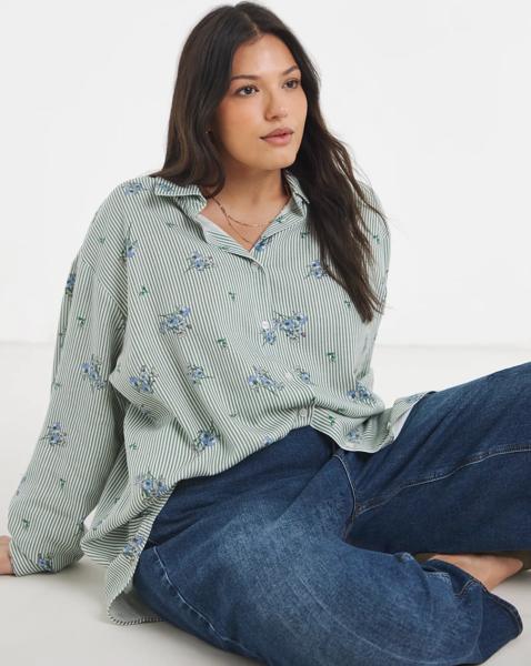 Stripe Linen Mix Boxy Shirt