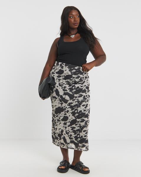 Simply Be Cow Print Mesh Midaxi Skirt