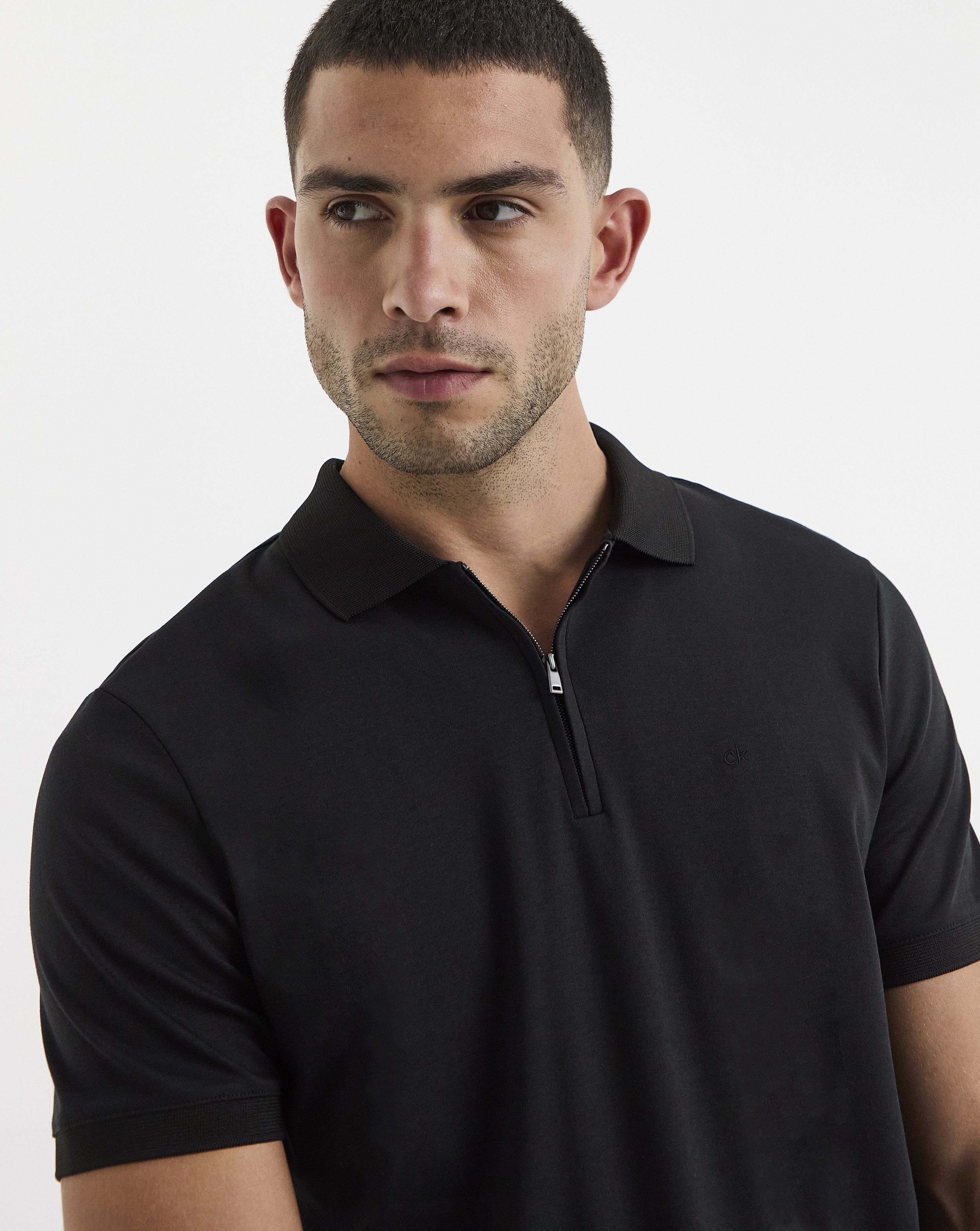 Calvin Klein Liquid Touch Zip Polo Black