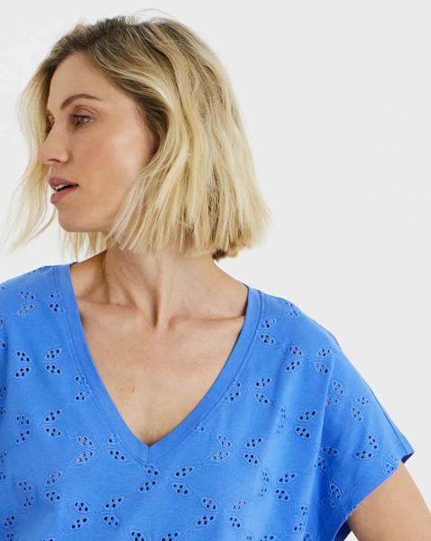 Broderie V-Neck Short Sleeve T-Shirt