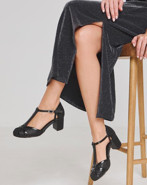 Low Block Heel T Bar Shoes Wide
