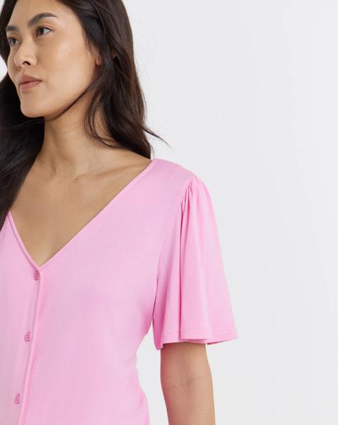 Button Front Angel Sleeve Top