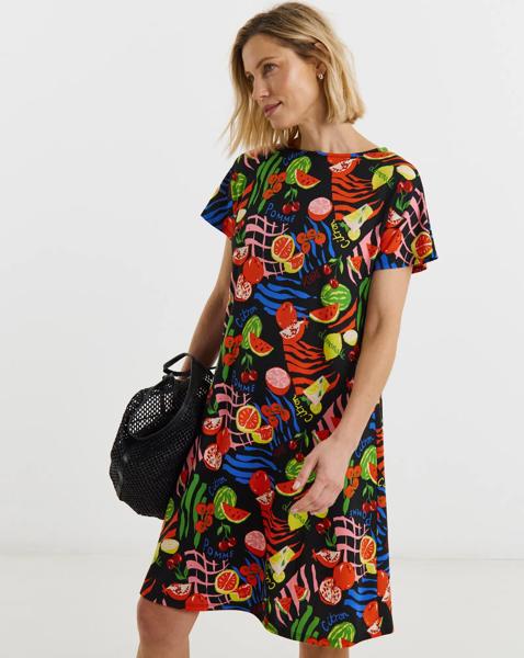 Multi Print Jersey Swing Dress