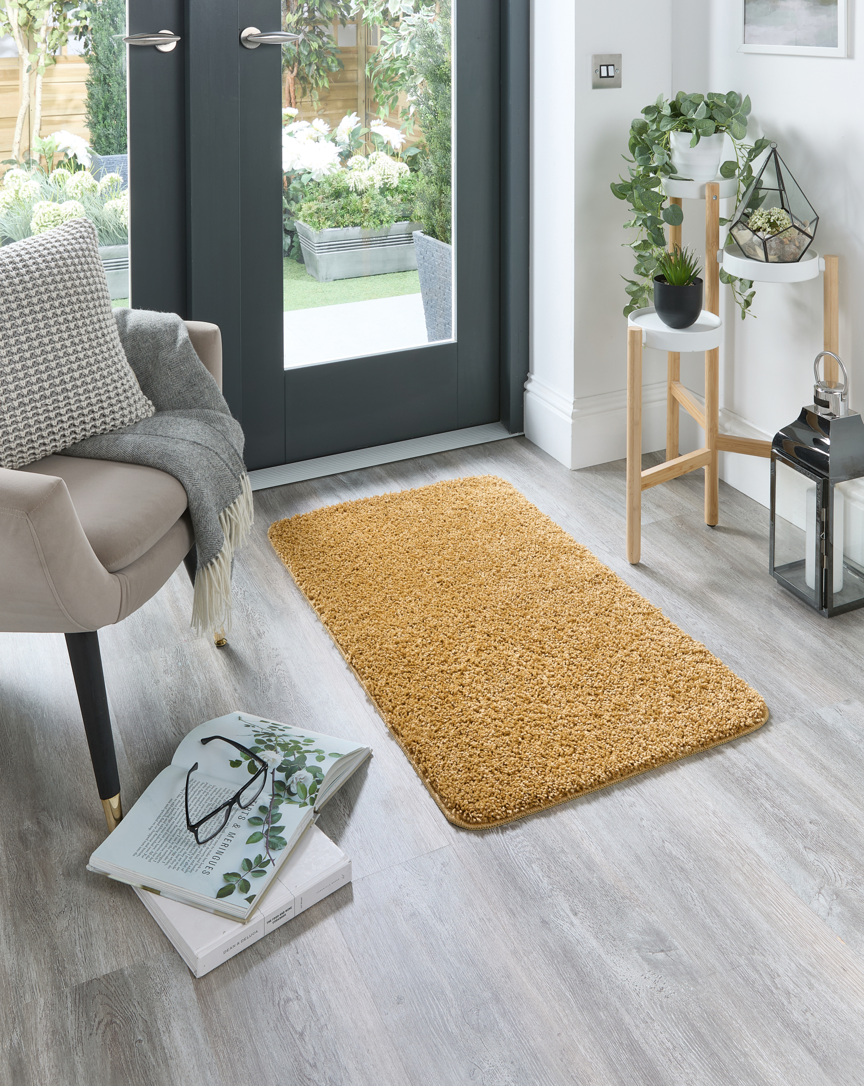 Buddy Washable Rug Ochre - 140x200 - Stain Resistant - Non-Slip Backing