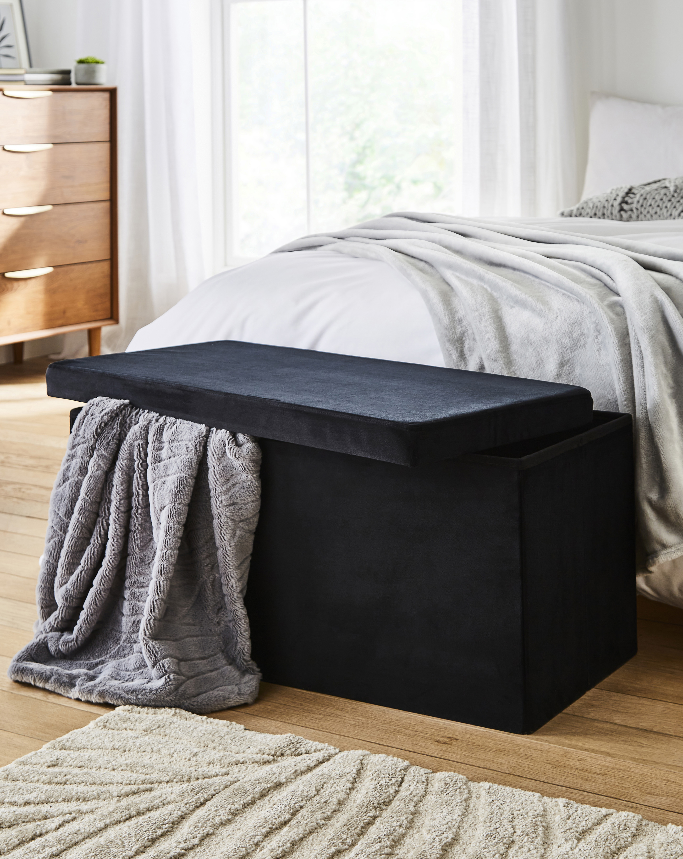 Velvet Foldable Storage Ottoman