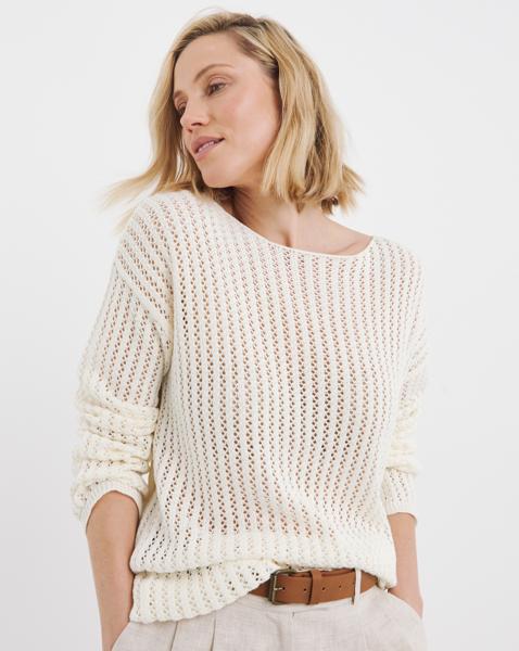 LONG SLEEVE CREW NECK CROCHET TUNIC