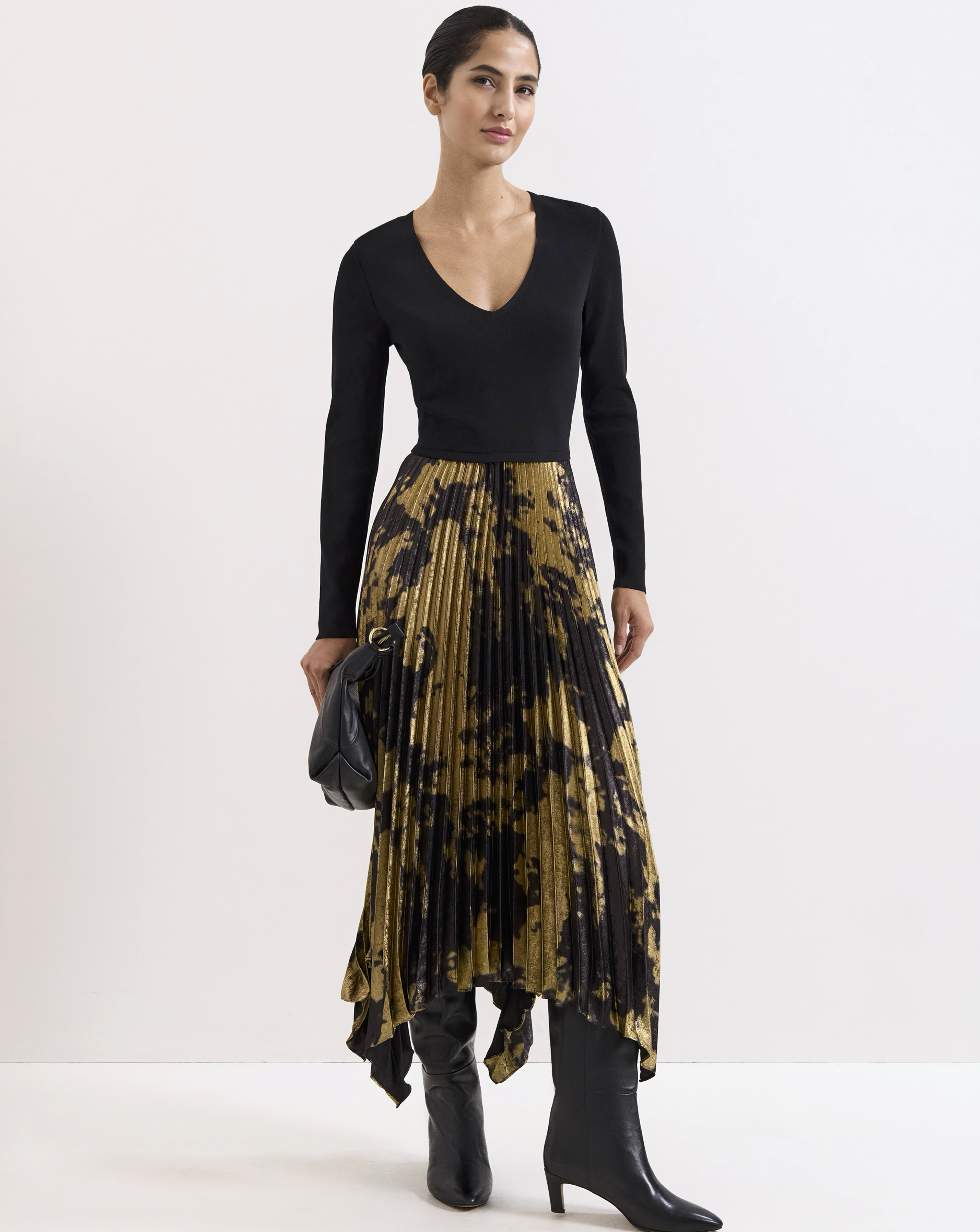 Phase Eight Jenifer Foil Woven Hem Dress