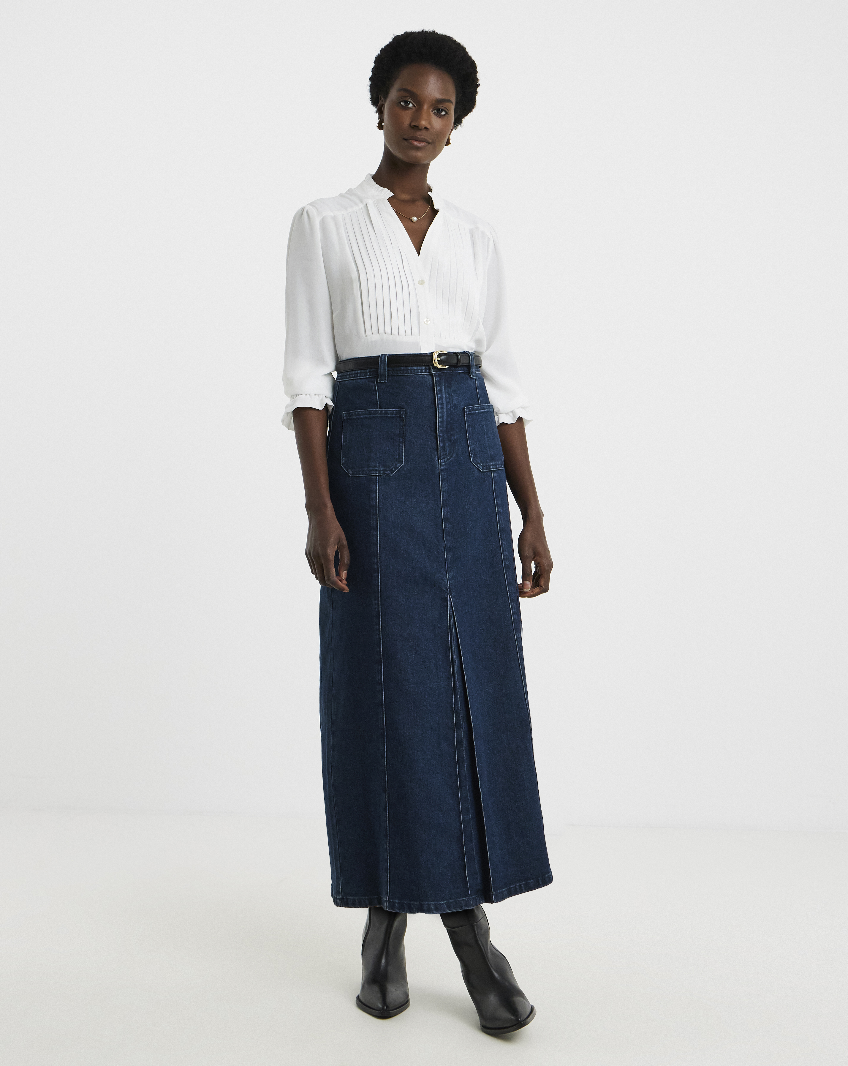 【soor ploom】filipa skirt dark denim 5y Indigo Pocket Front Skirt | JD Williams