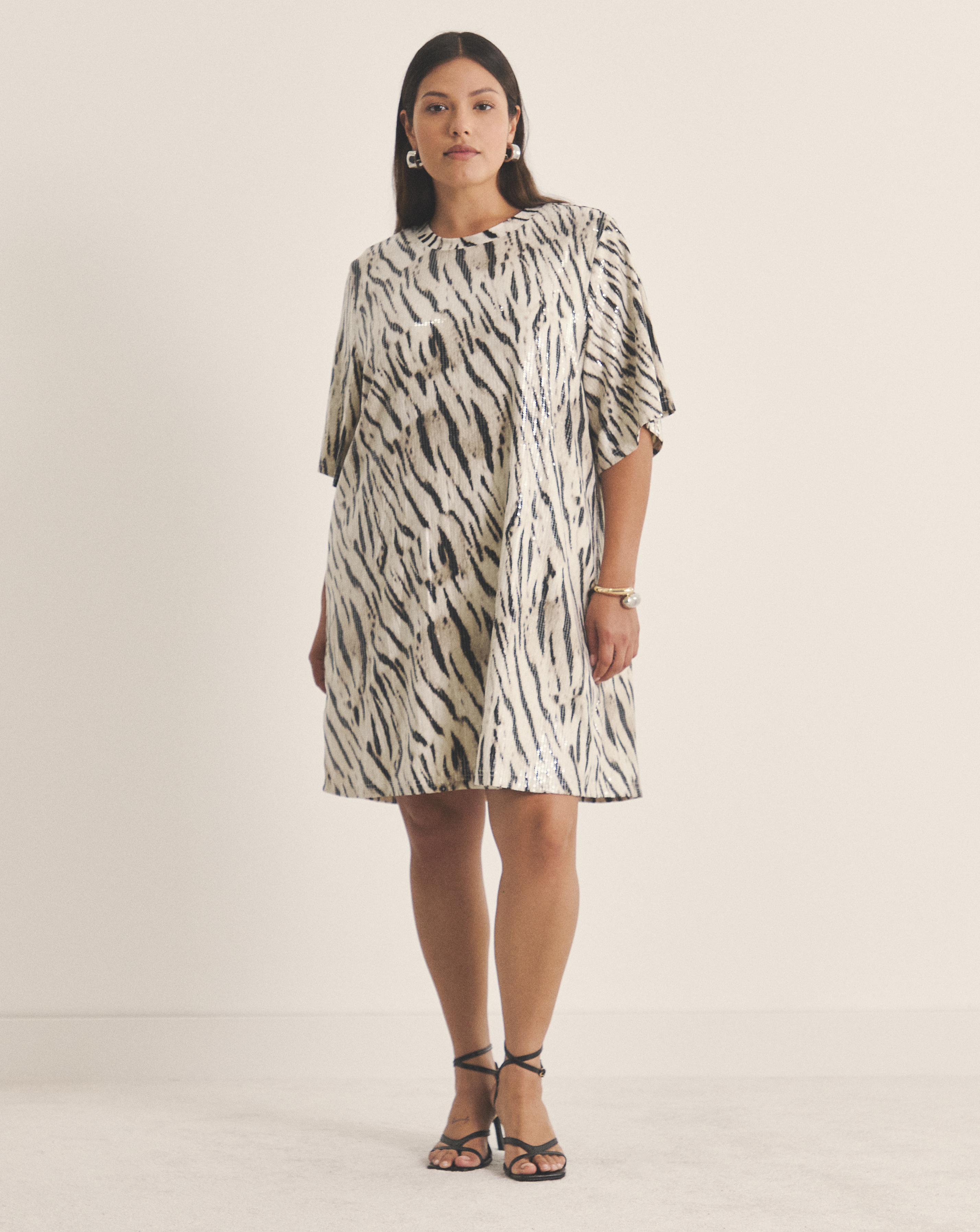 Zebra Sequin T-Shirt Dress