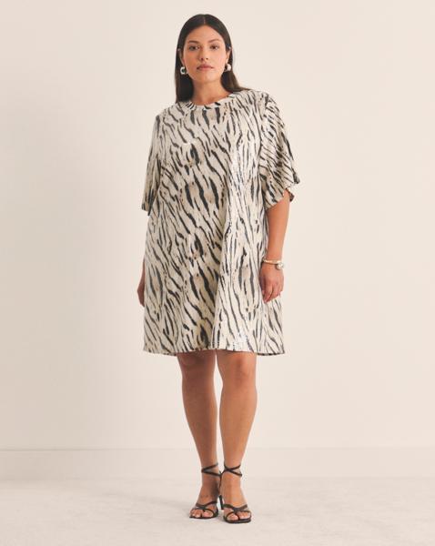 Zebra Sequin T-Shirt Dress