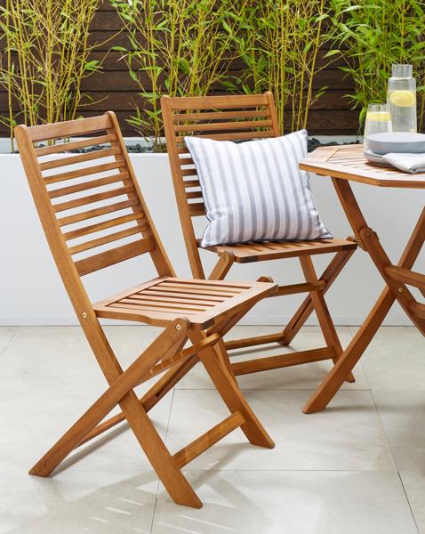 Pair of Acacia Wood Foldable Chairs
