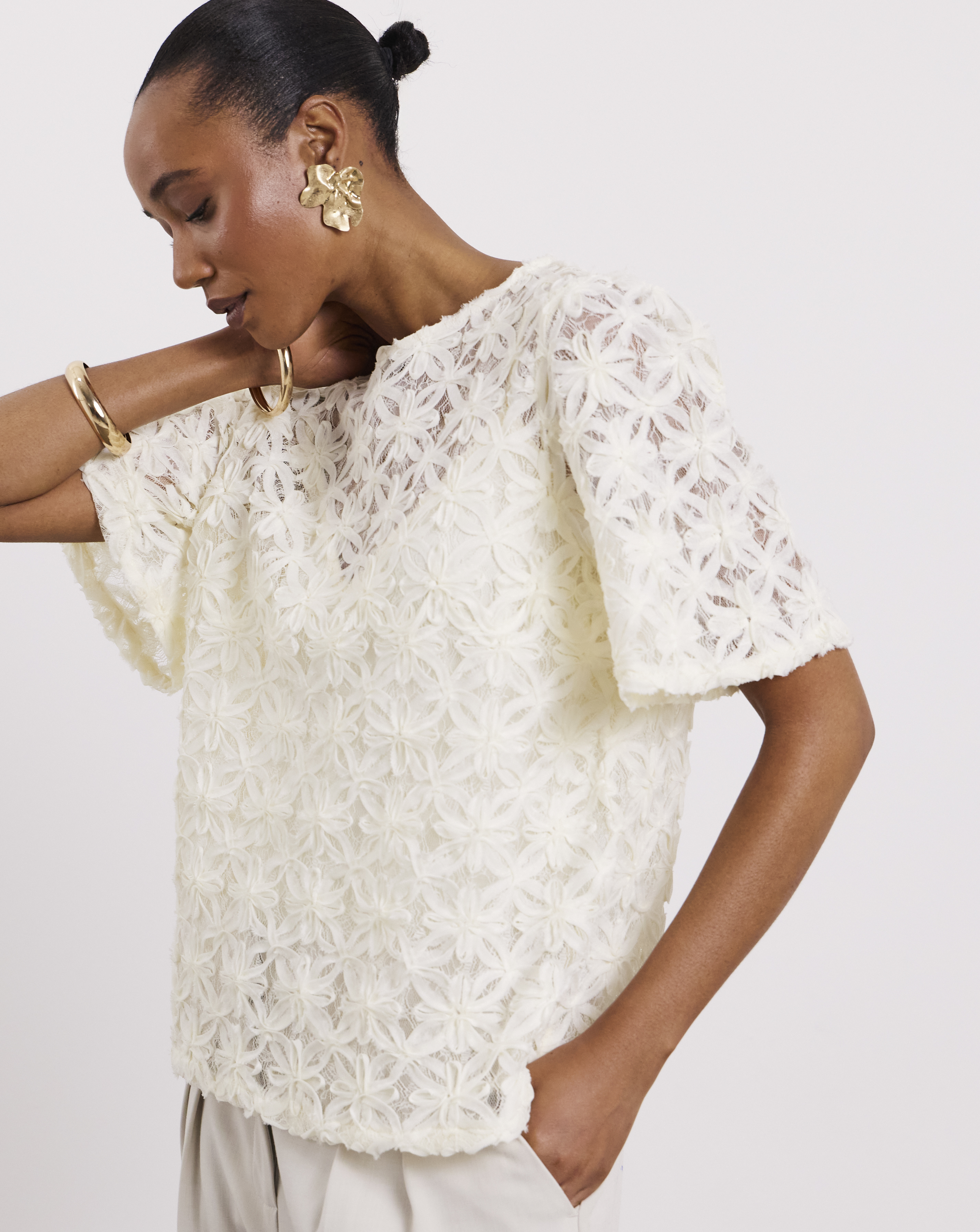 Joanna Hope Textured Floral Blouse