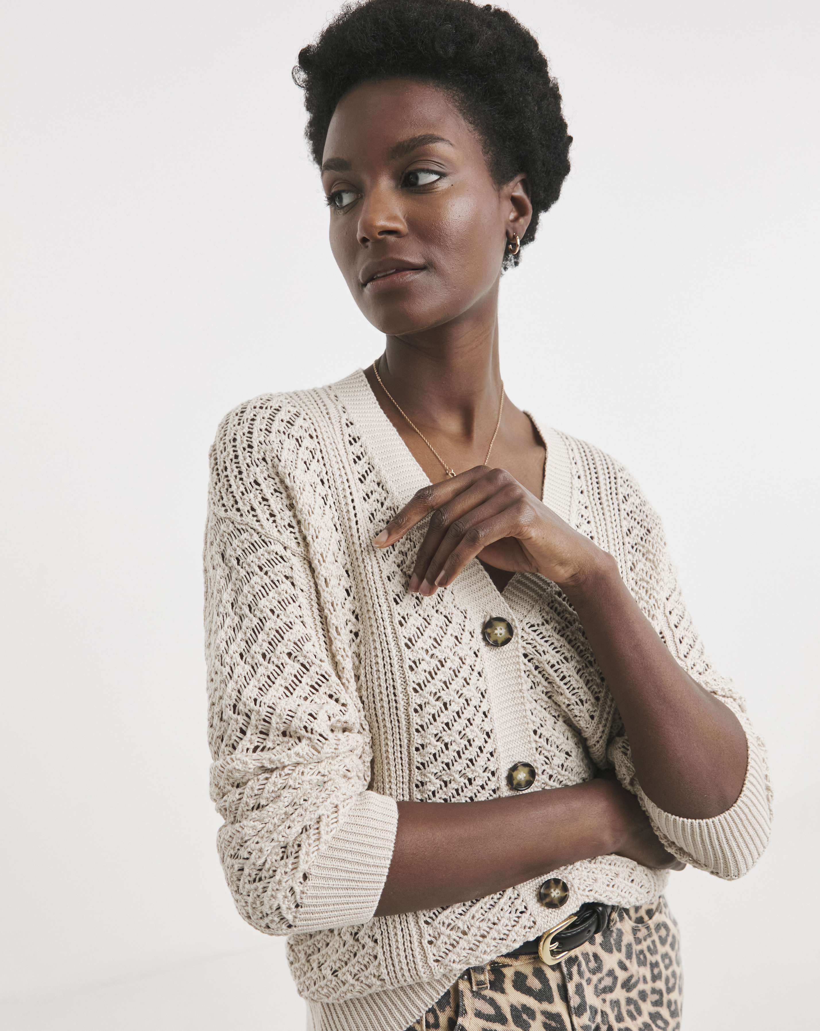 CROCHET BUTTON DOWN CARDIGAN