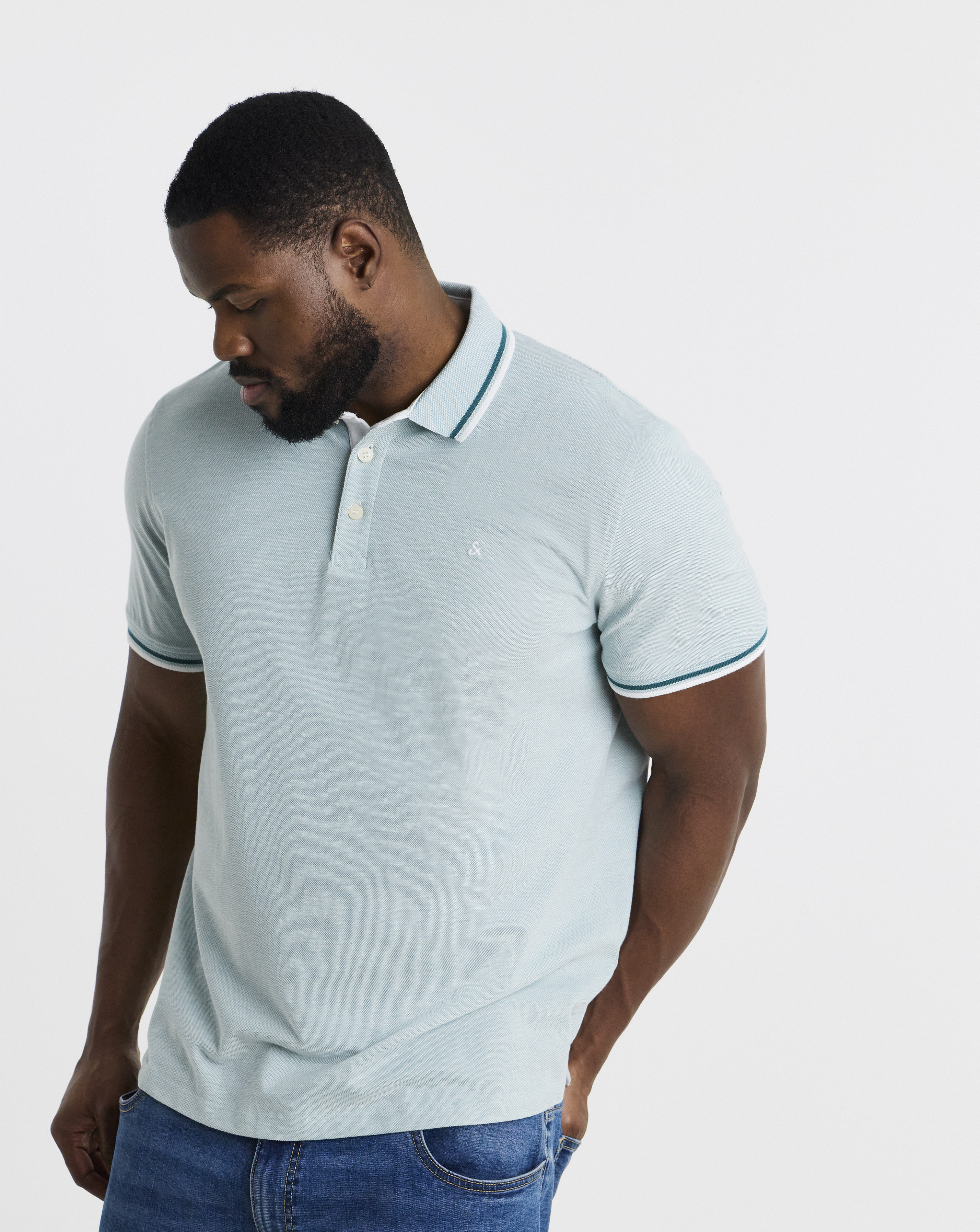 Jack & Jones Teal Paulos Tipped Polo - 2XL(53)