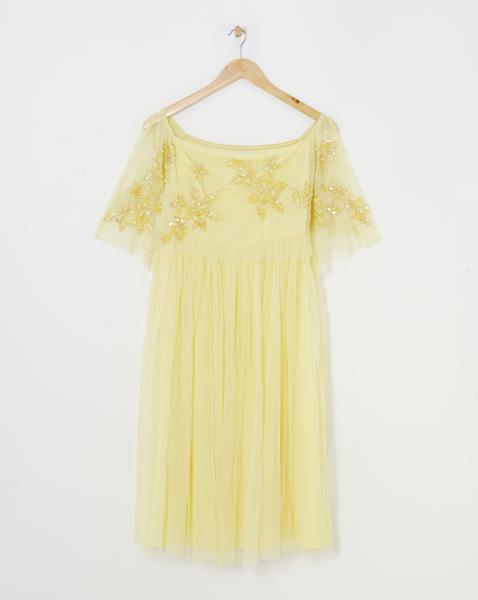 Maya Curve Bardot Embroidered Dress