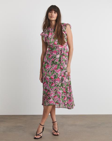 Joanna Hope Ruffle Shoulder Dress