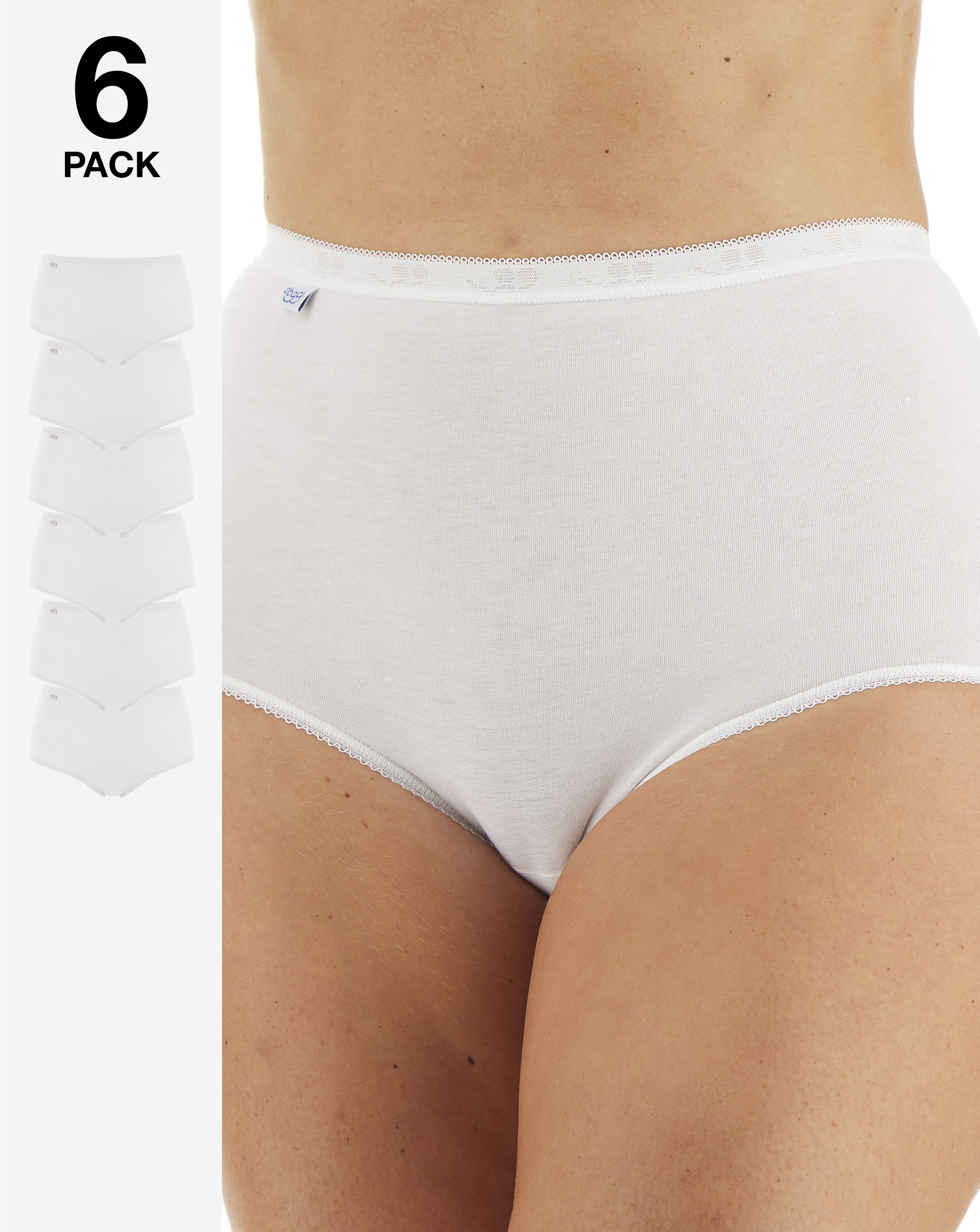 Sloggi Basic Maxi Briefs White Size 16 - 6 Pack - 95% Cotton, 5% Elastane Lycra