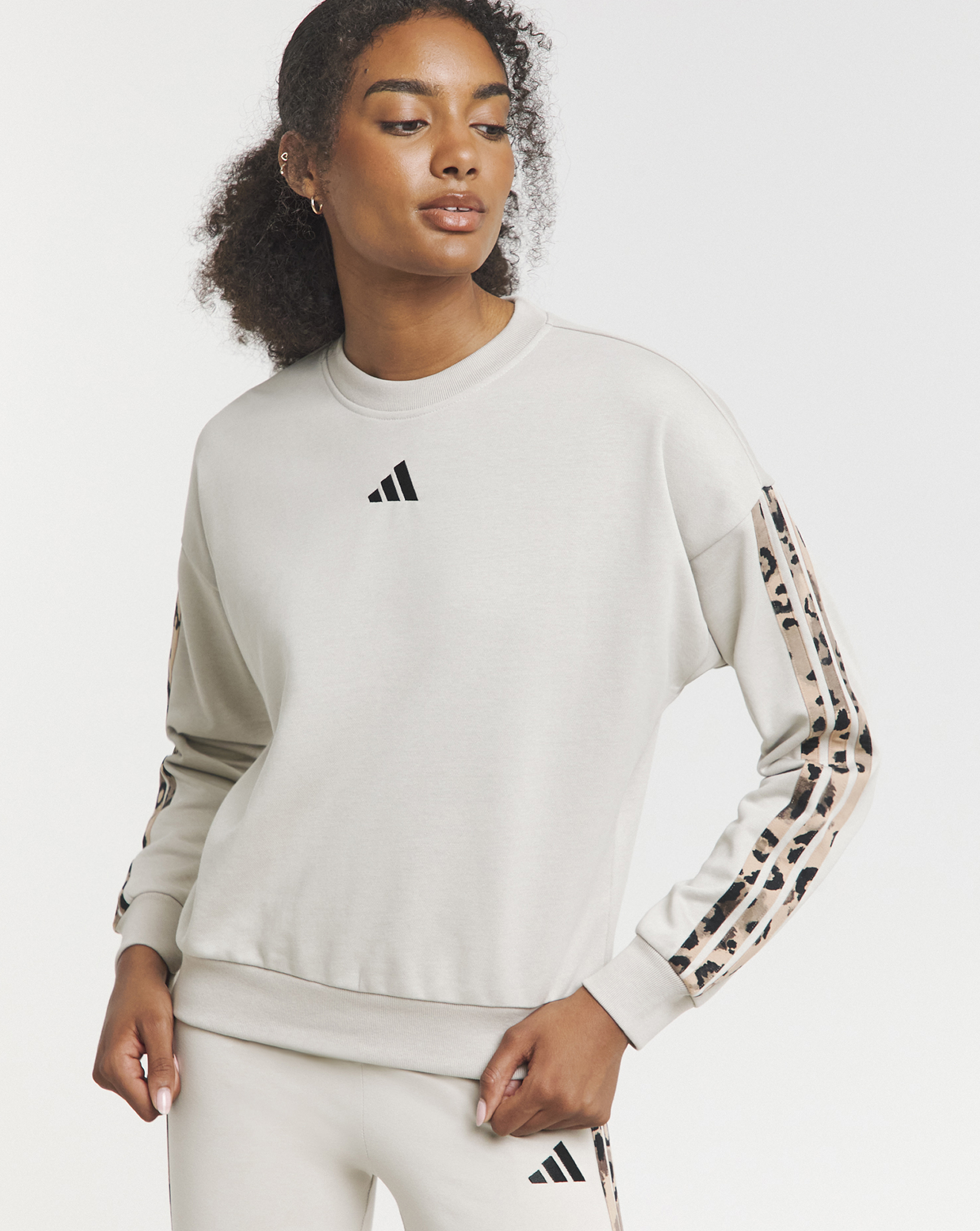 Adidas Leopard Print 3 Stripe Sweatshirt