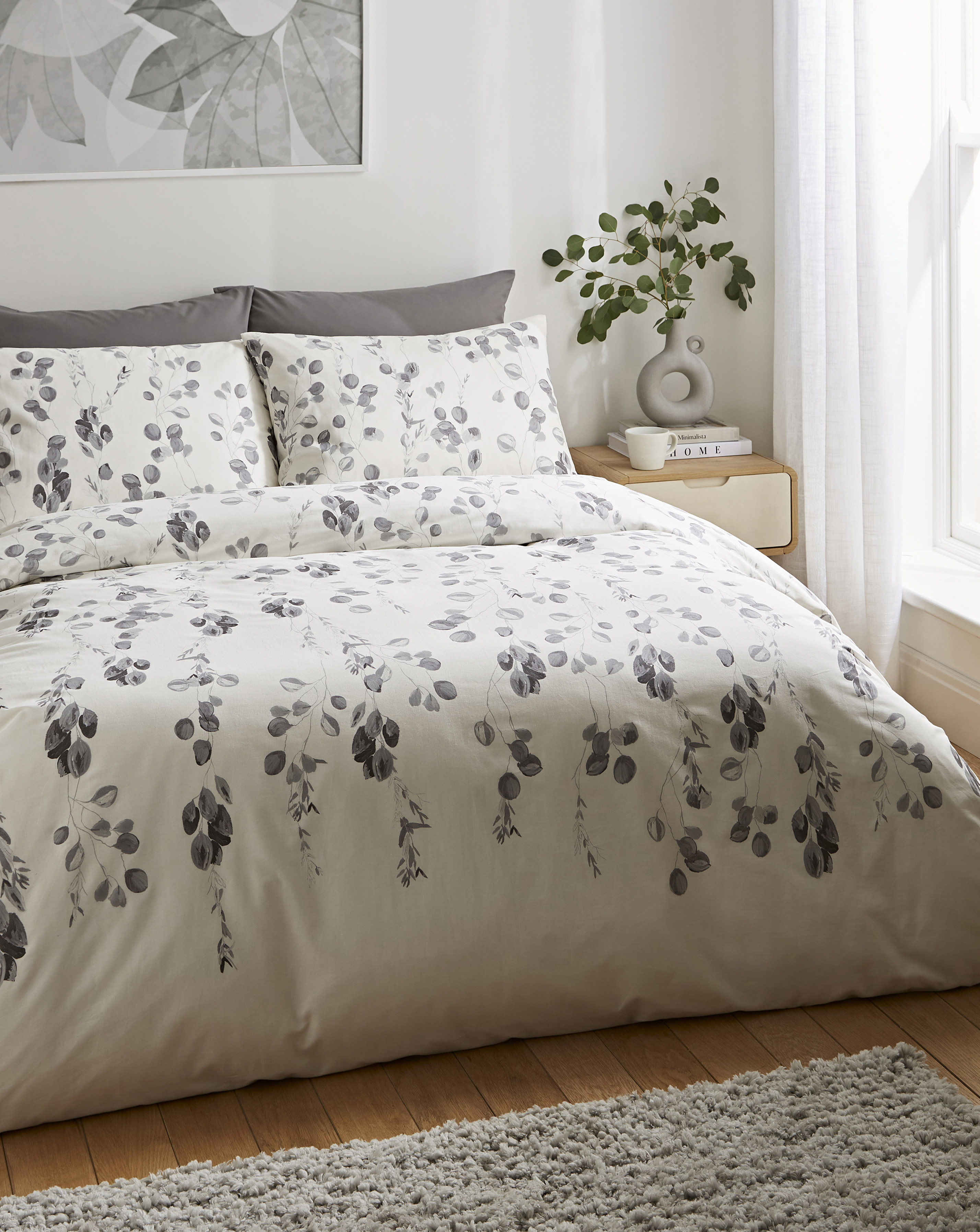 Washed Modern Leaf Duvet Set