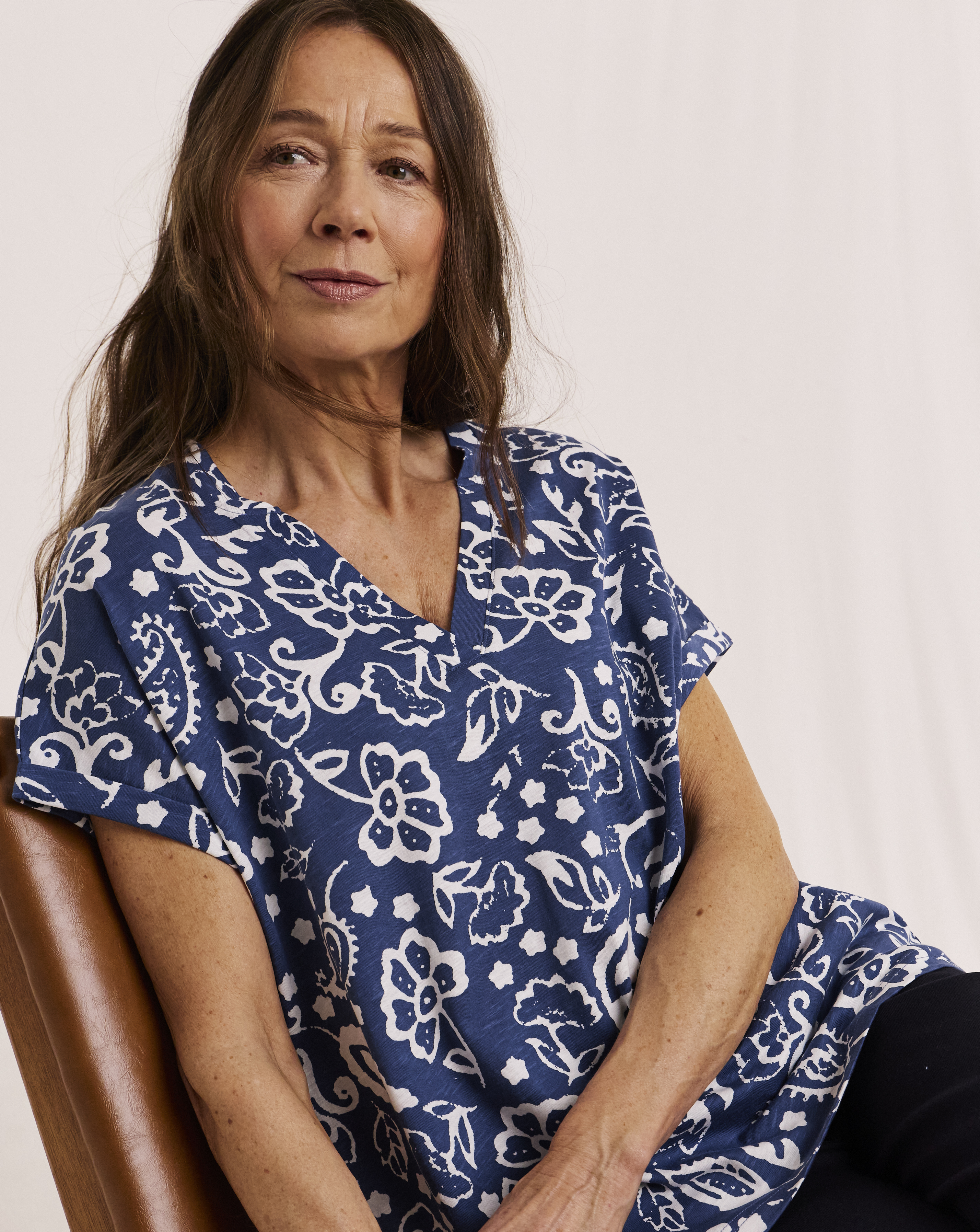 Julipa Notch Neck Cotton T-shirt