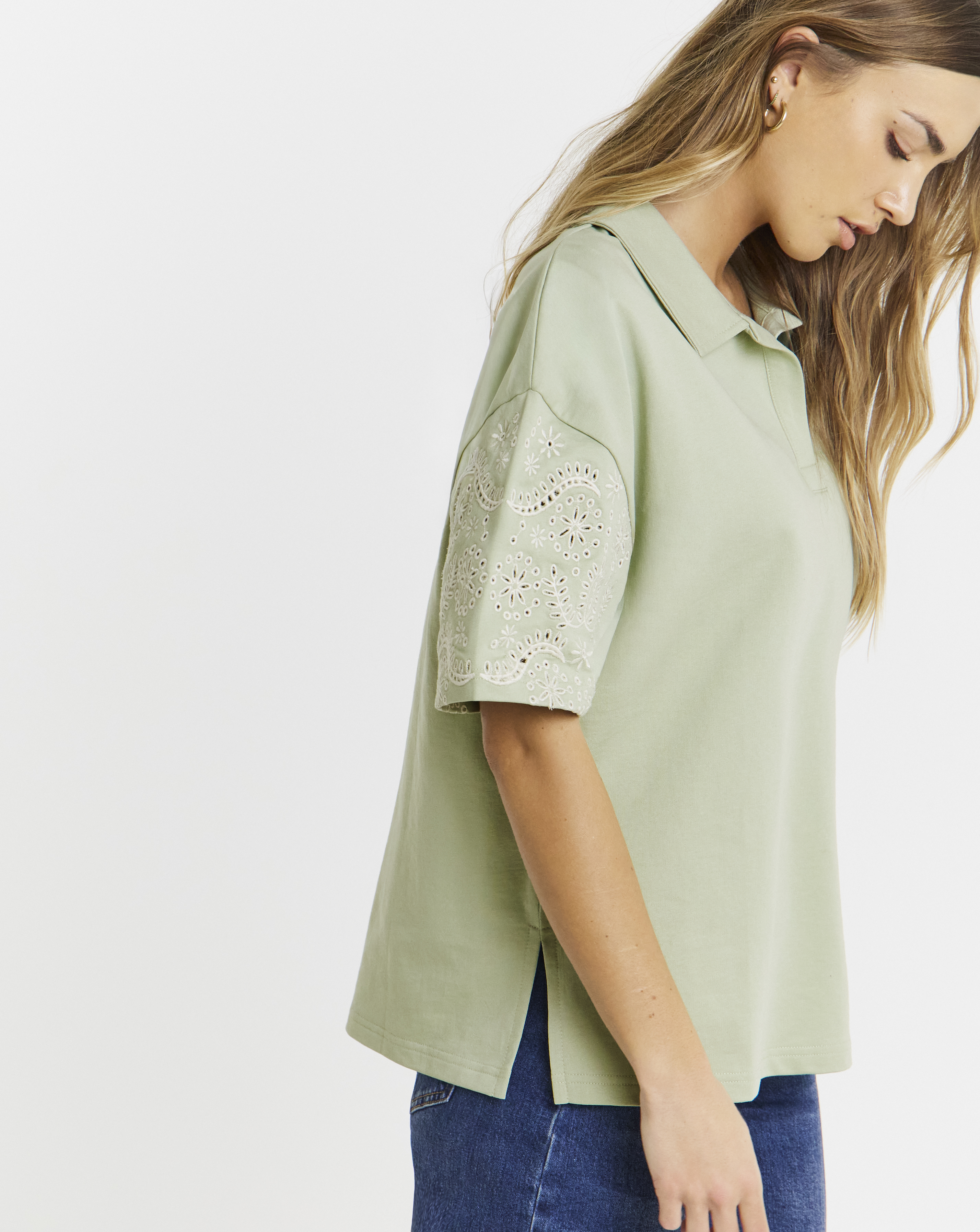 Cut Work Polo Shirt
