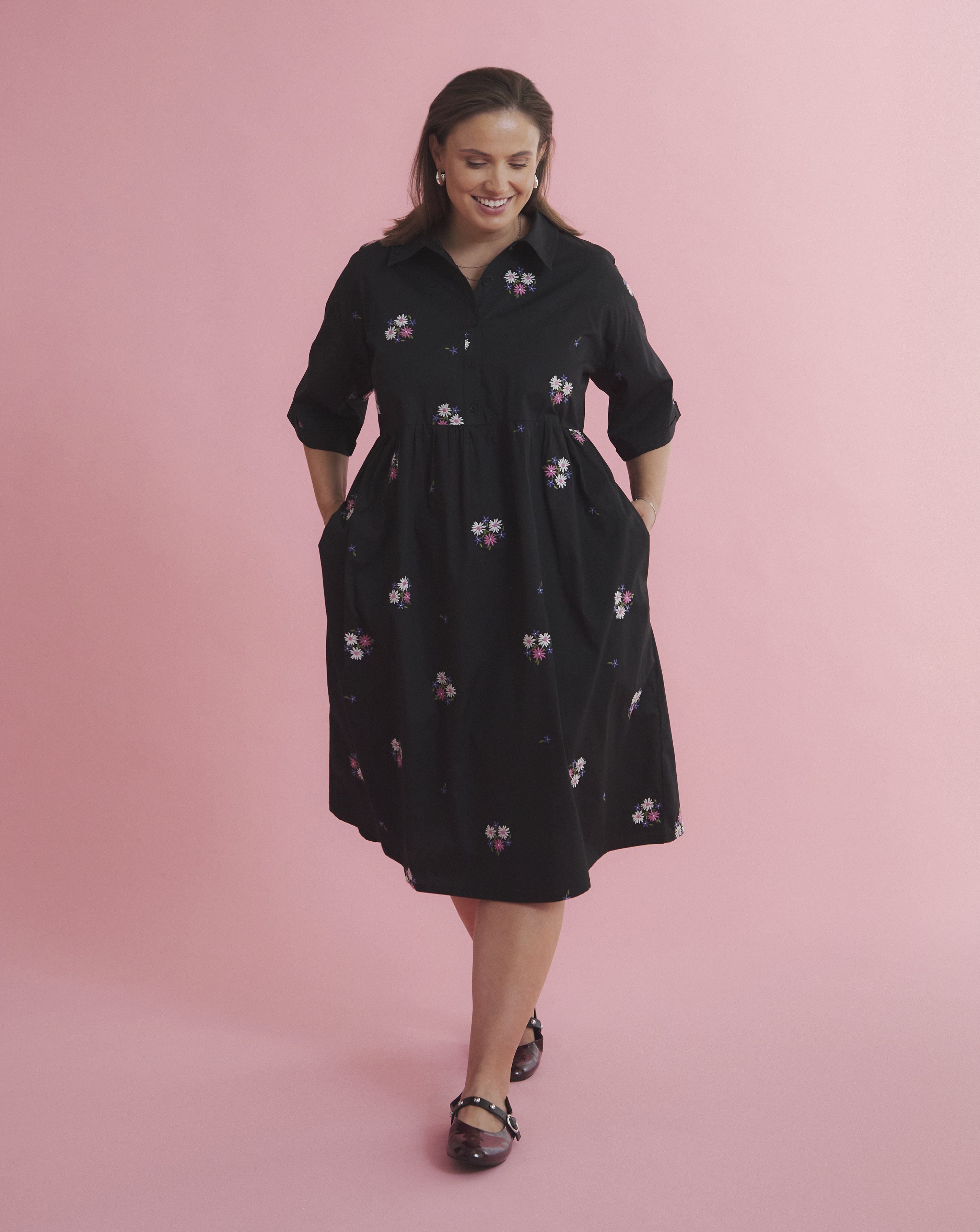 Embroidered Shirt Dress