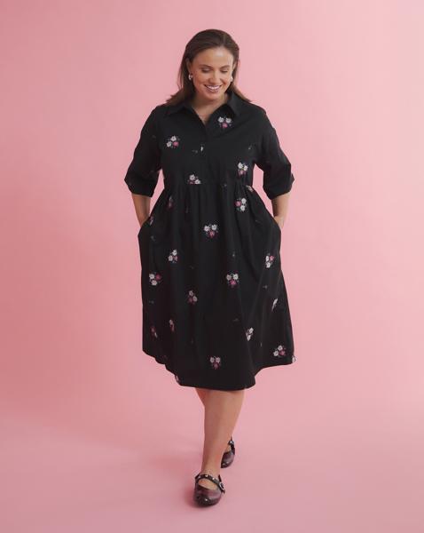Embroidered Shirt Dress