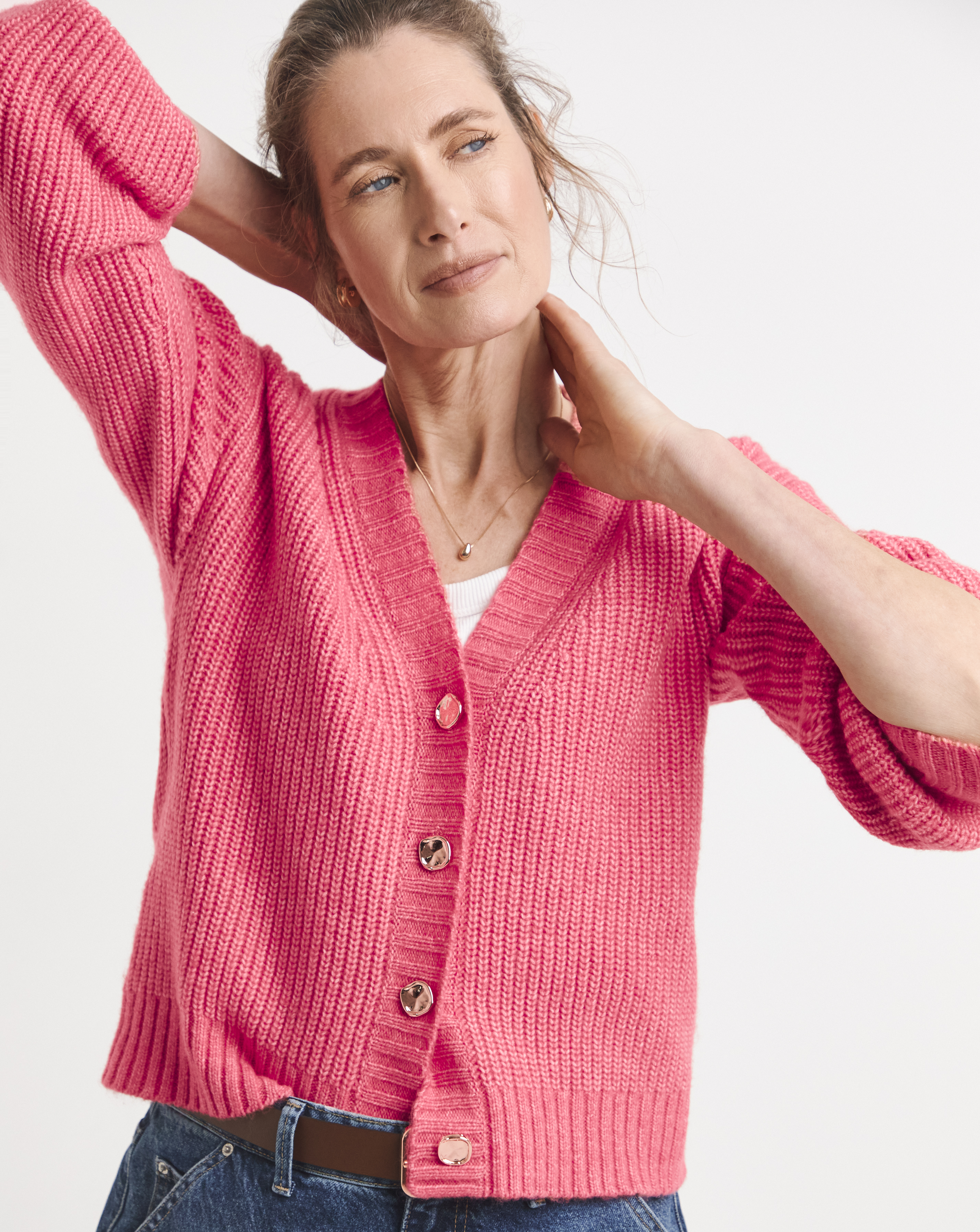 Rib V Neck Cardigan