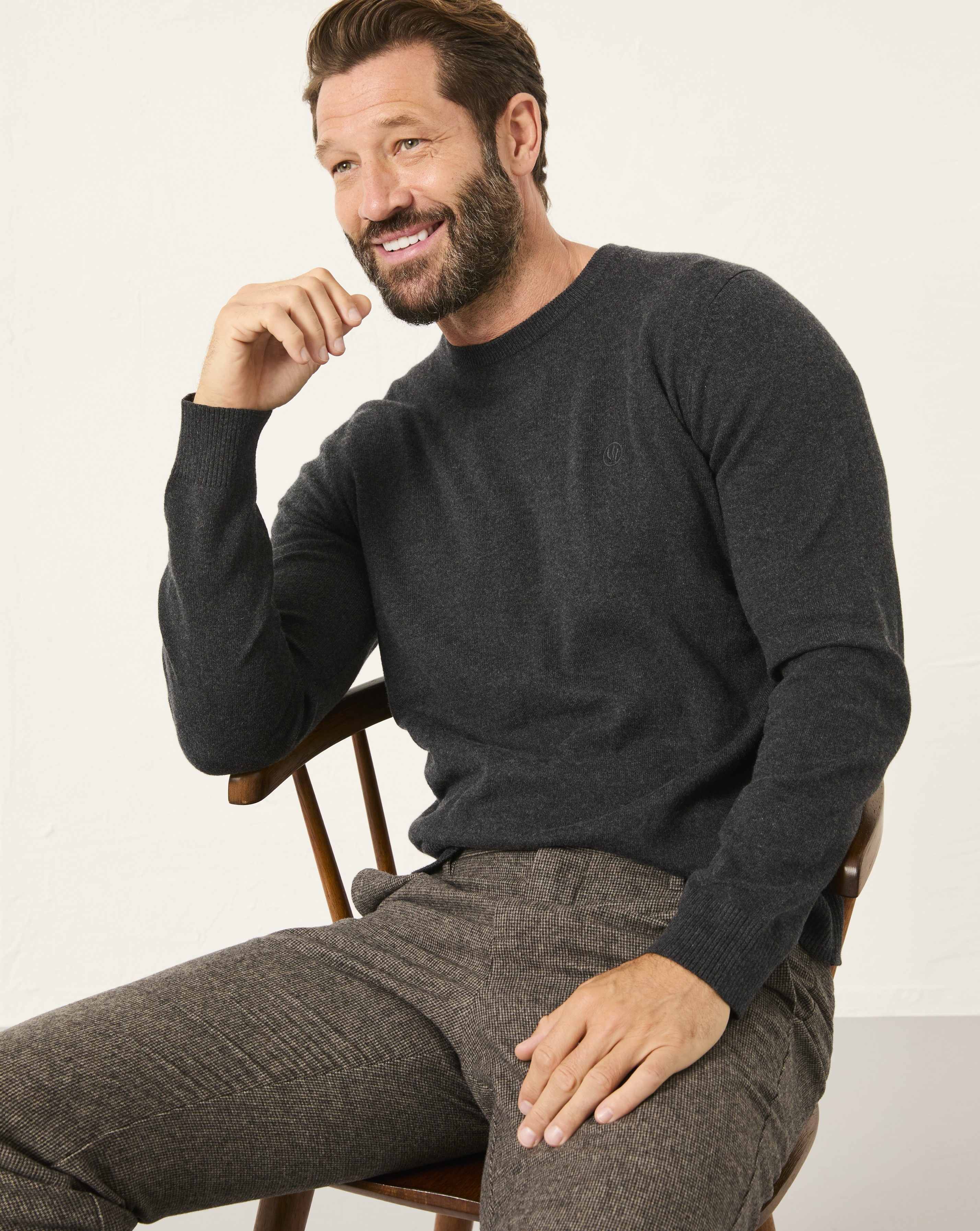 Fatface Charcoal Grey Rye Crew Neck Jumper - Grey - Small