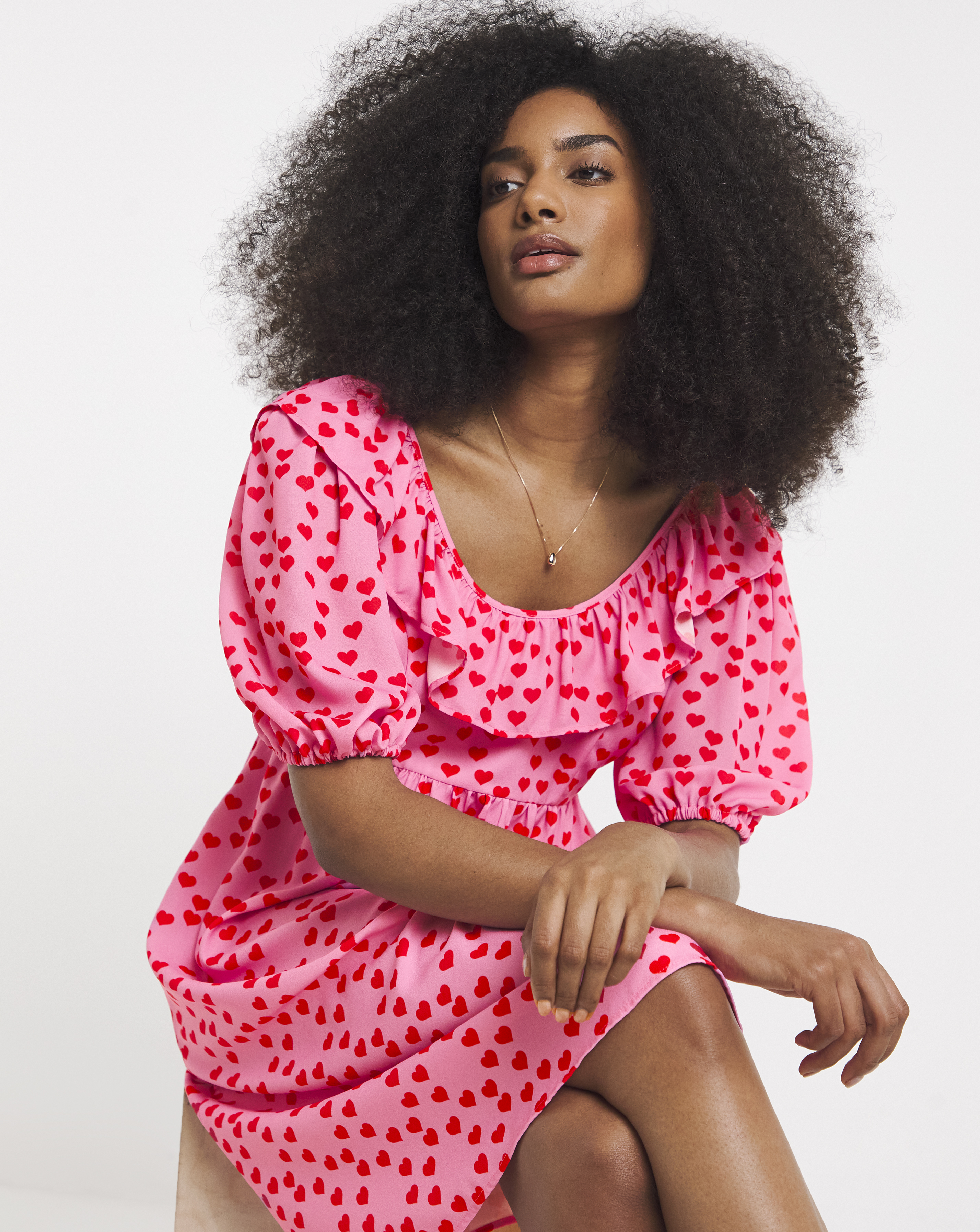 Twisted Wunder Heart Print Mini Dress