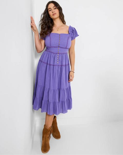 JB Amelia Flower Trim Cotton Dress