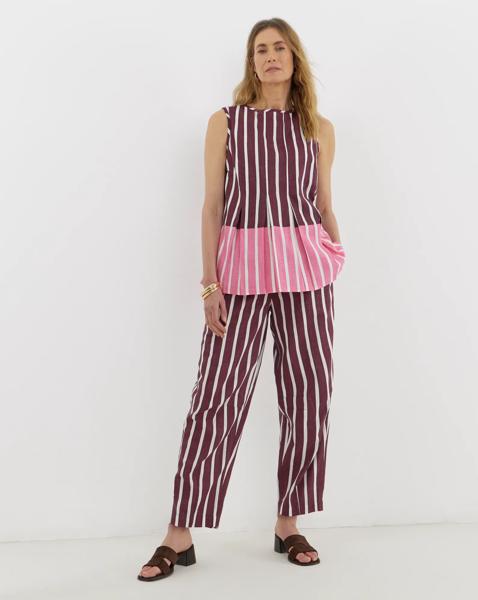 Linen Mix Barrel Leg Trouser