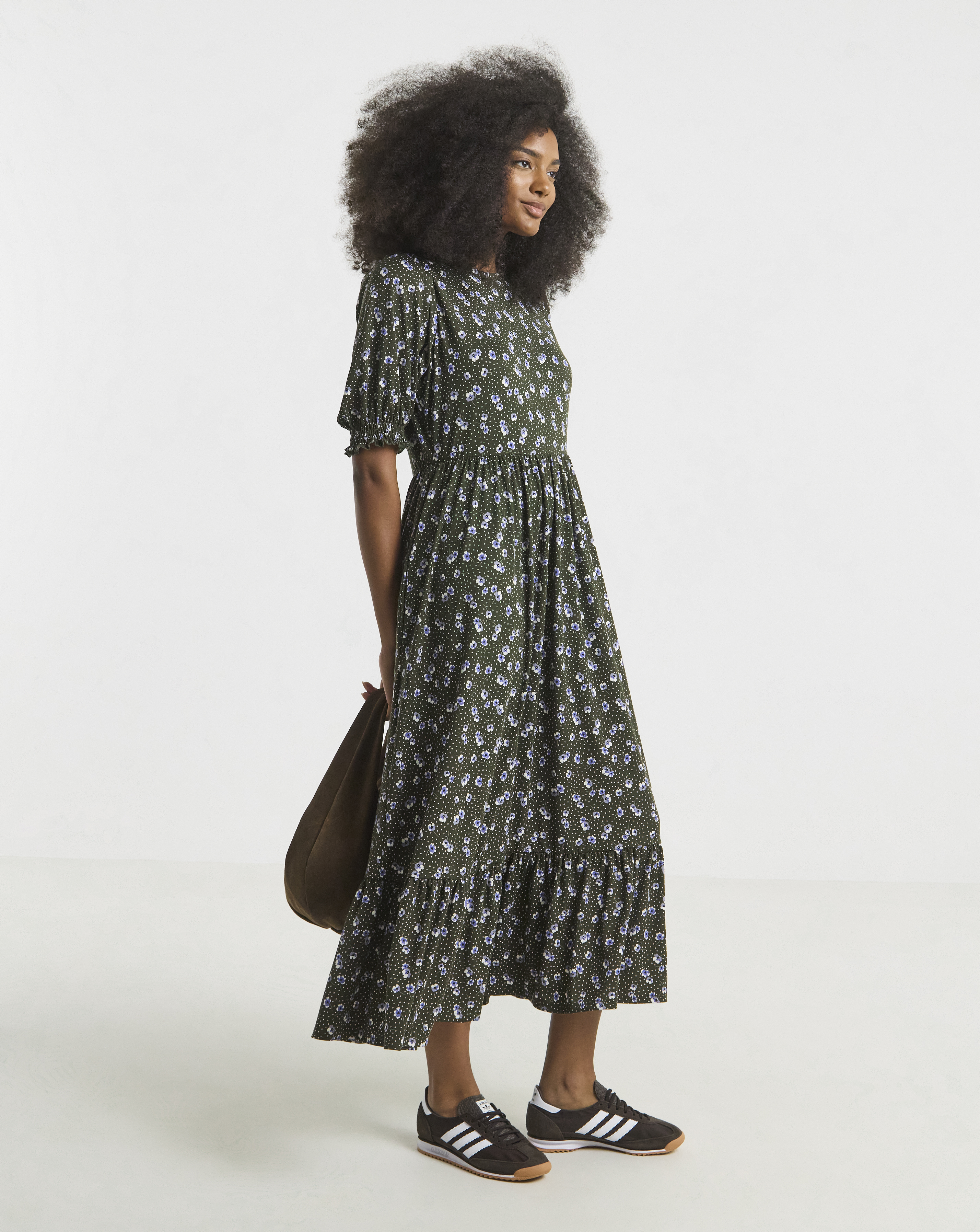 Ditsy Print Supersoft Tiered Midi Dress