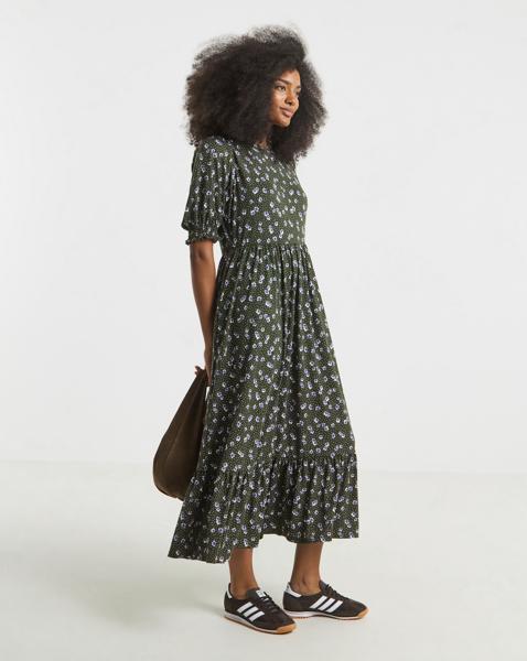 Ditsy Print Supersoft Tiered Midi Dress