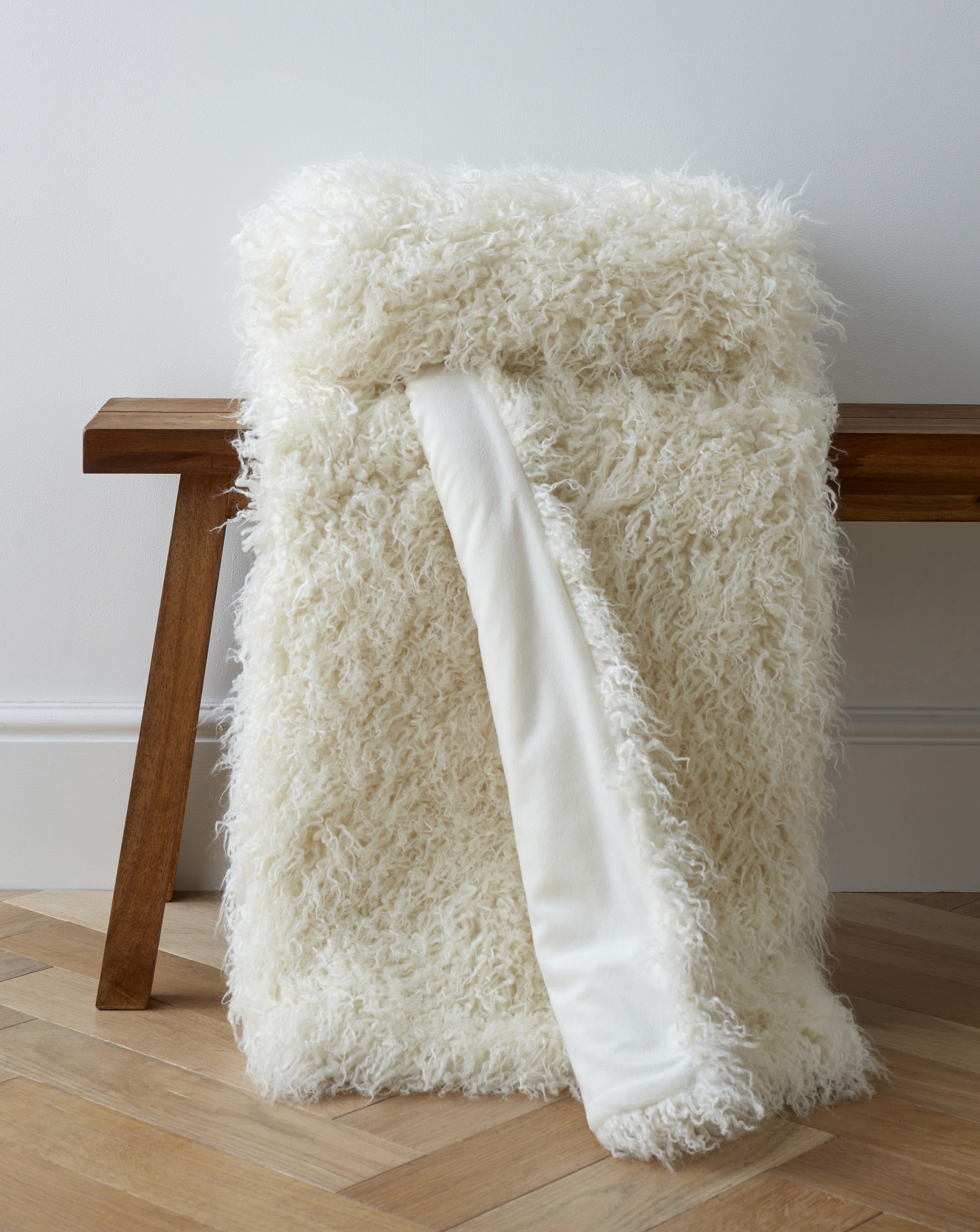 Mongolian Faux Fur Throw - Ivory