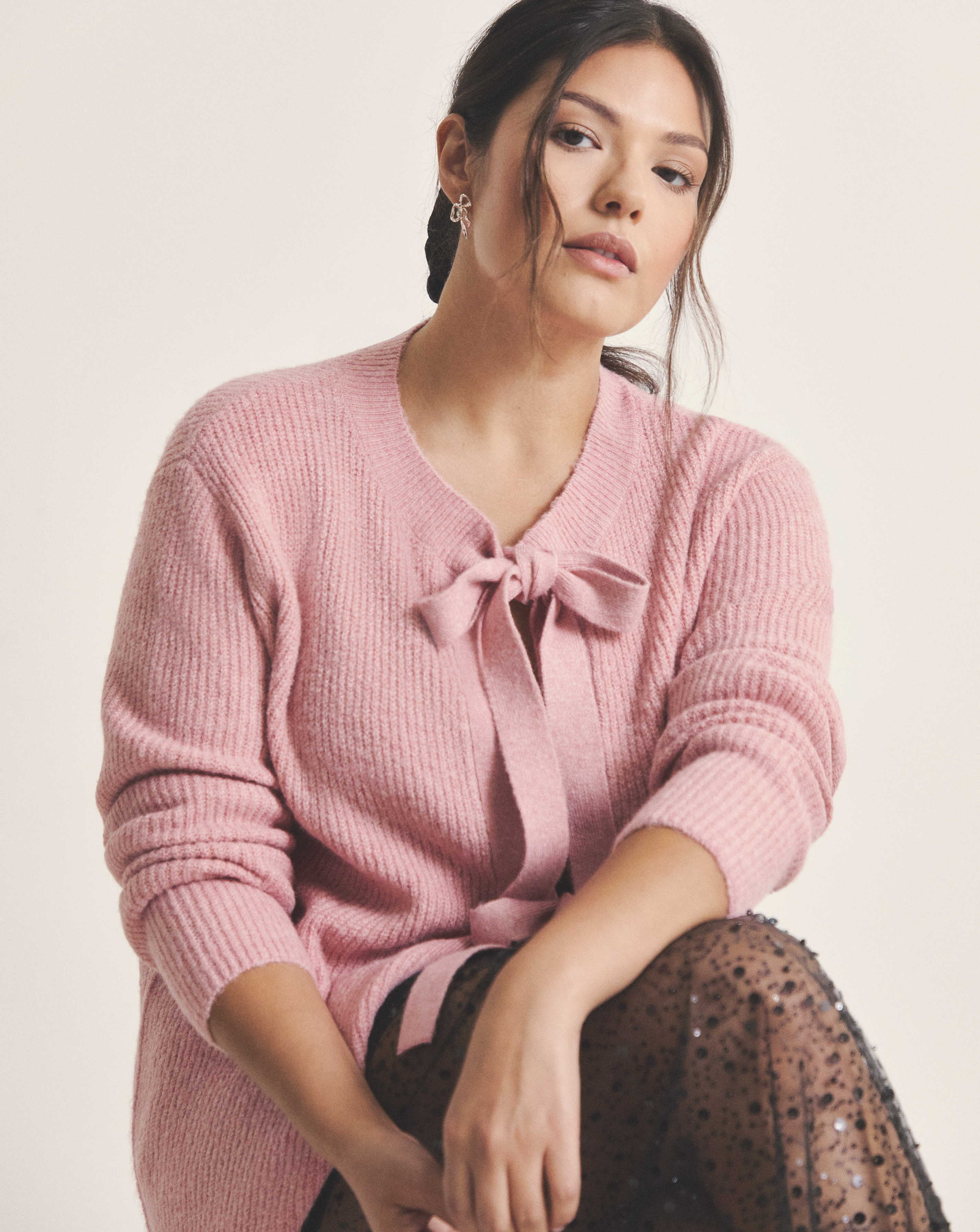 Simply Be Tie Front Crew Neck Cardigan