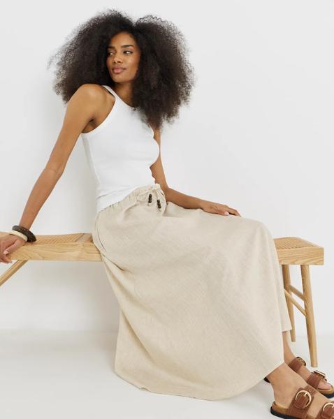 Simply Be Bead Linen Mix Midaxi Skirt