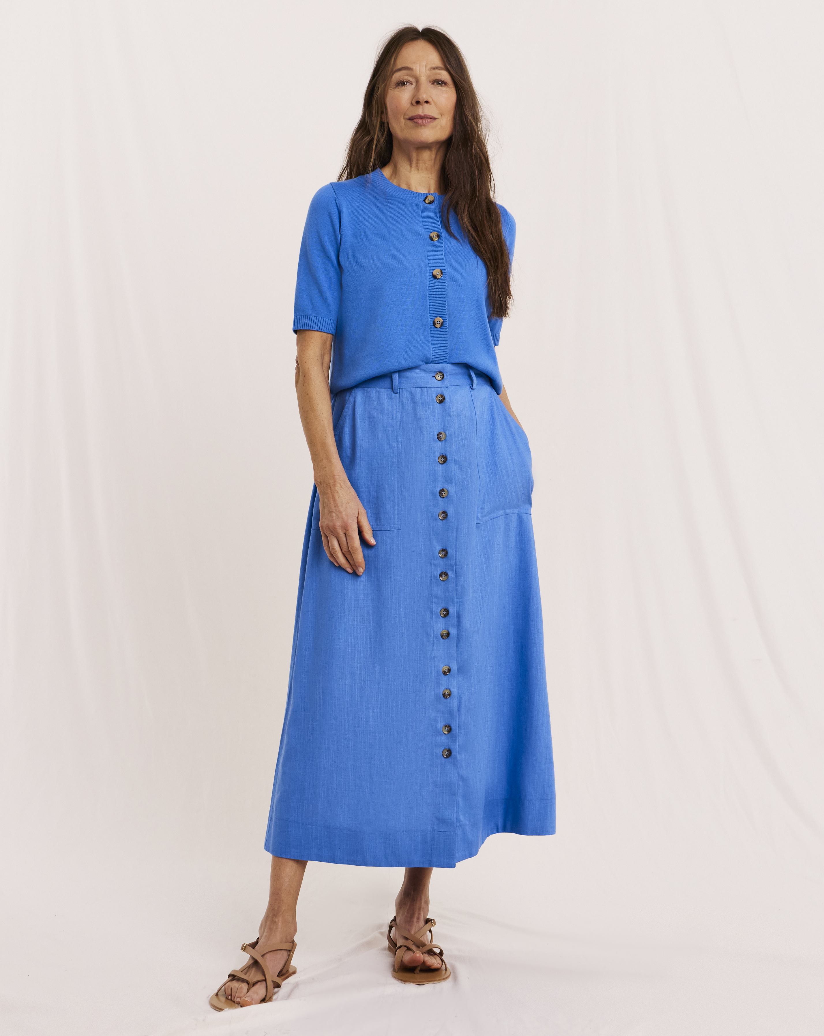 Julipa Petite Linen Midi Skirt