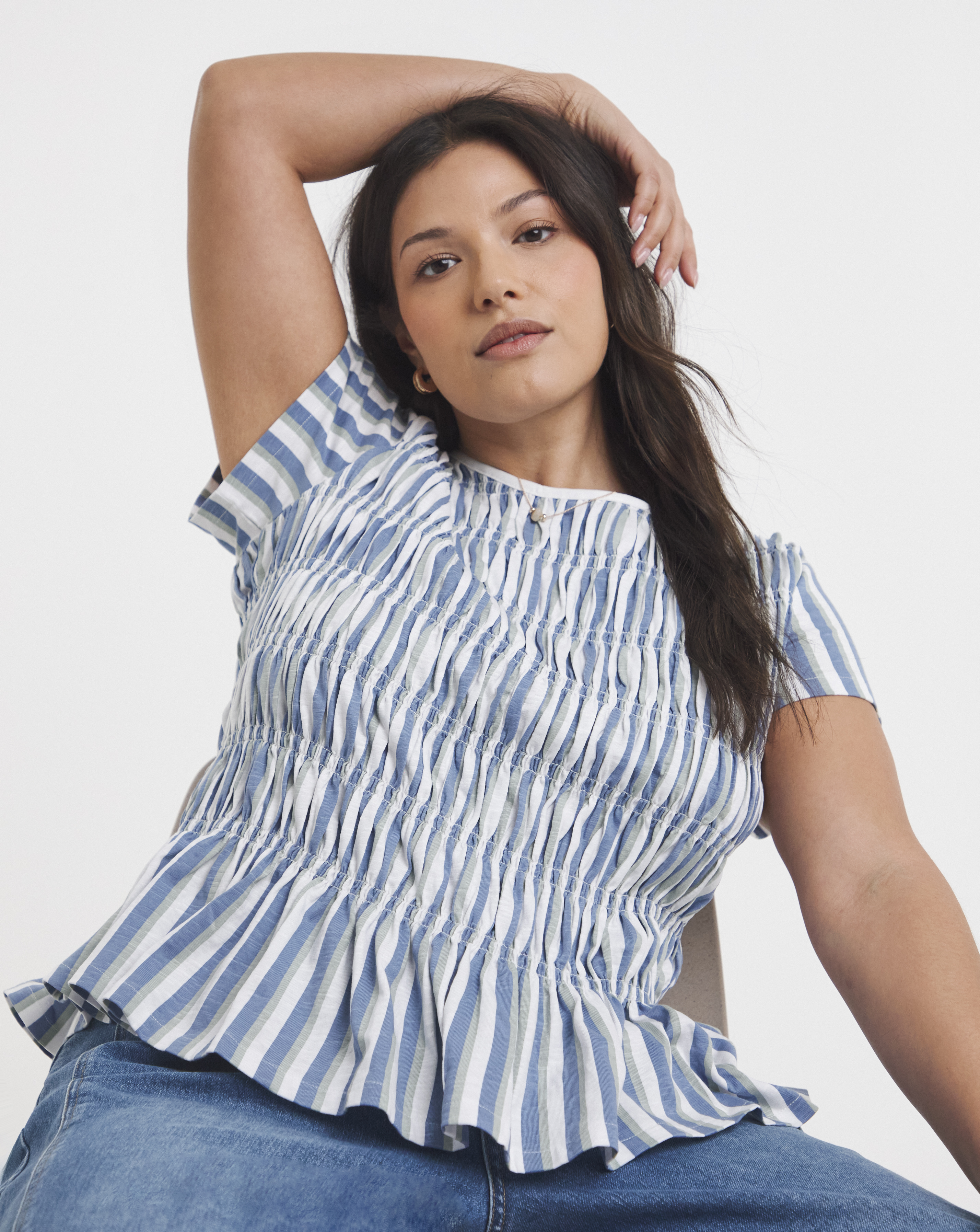 Shirred Peplum Top