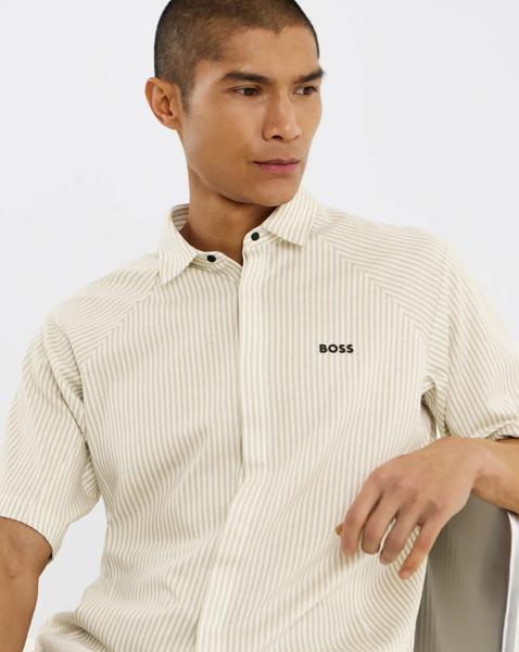 BOSS Stretch Stripe Shirt - Light Beige