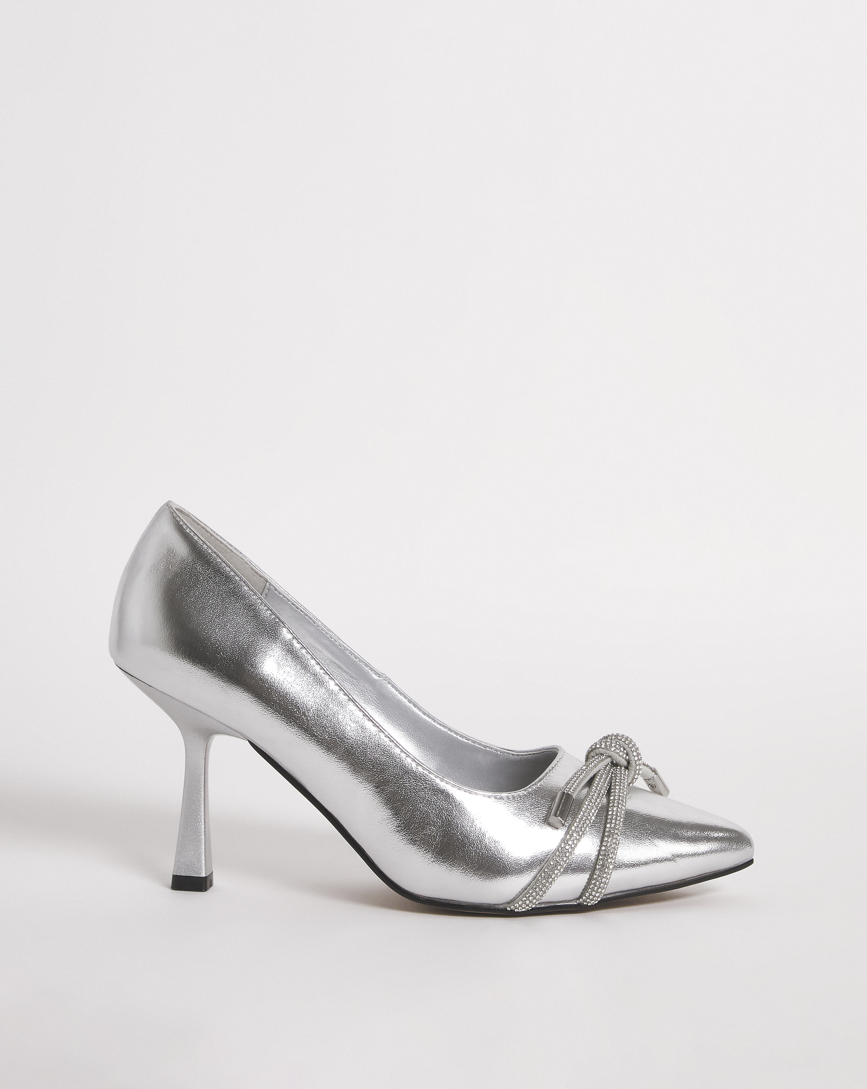 Diamante Knot Heeled Shoes Ex Wide Fit
