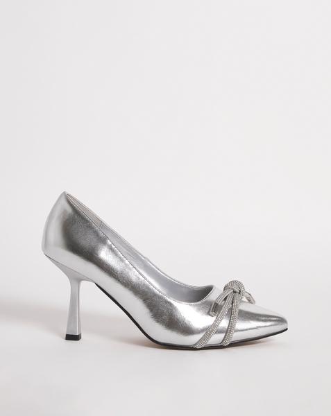 Diamante Knot Heeled Shoes Ex Wide Fit