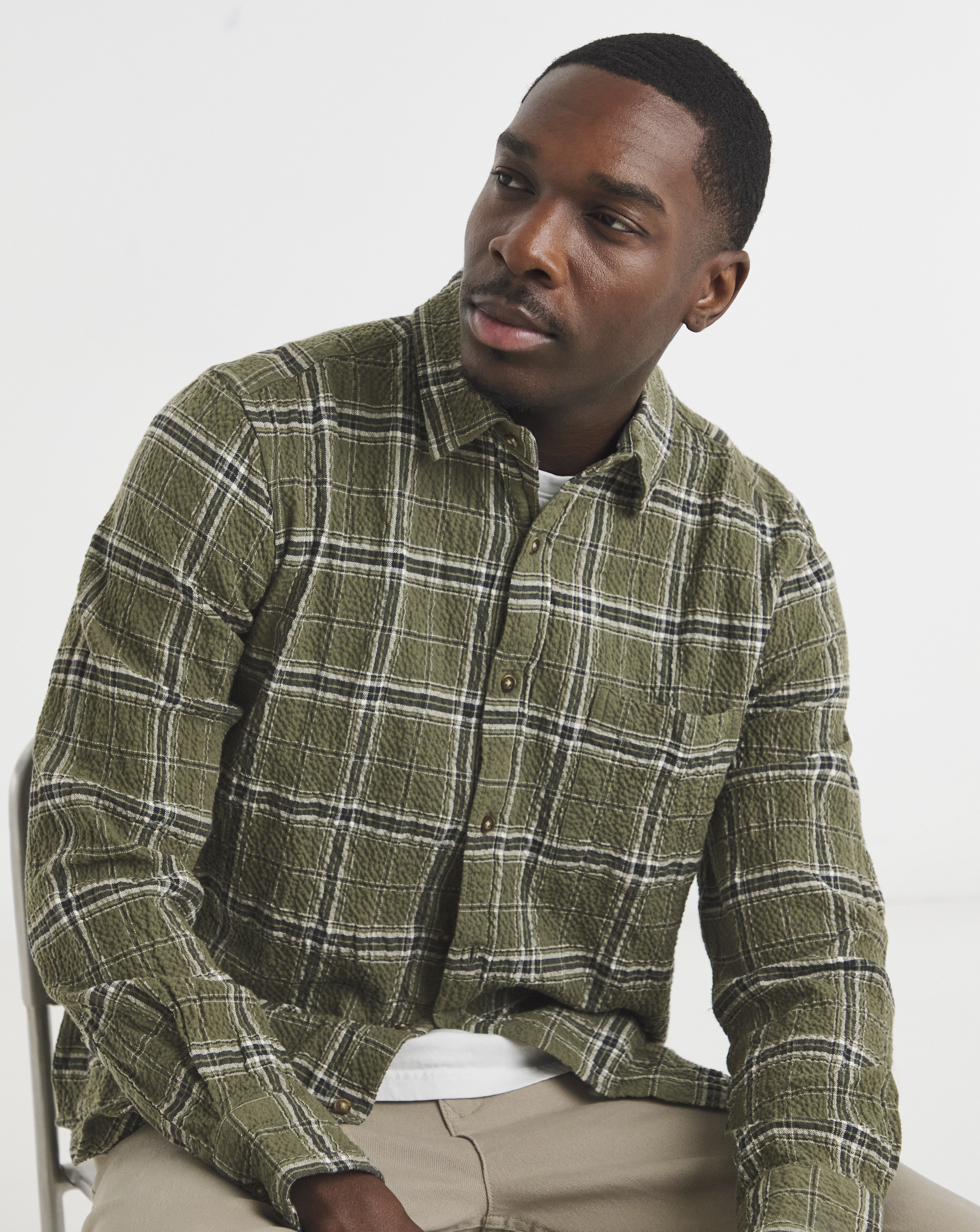 Seersucker Check Long Sleeve Shirt