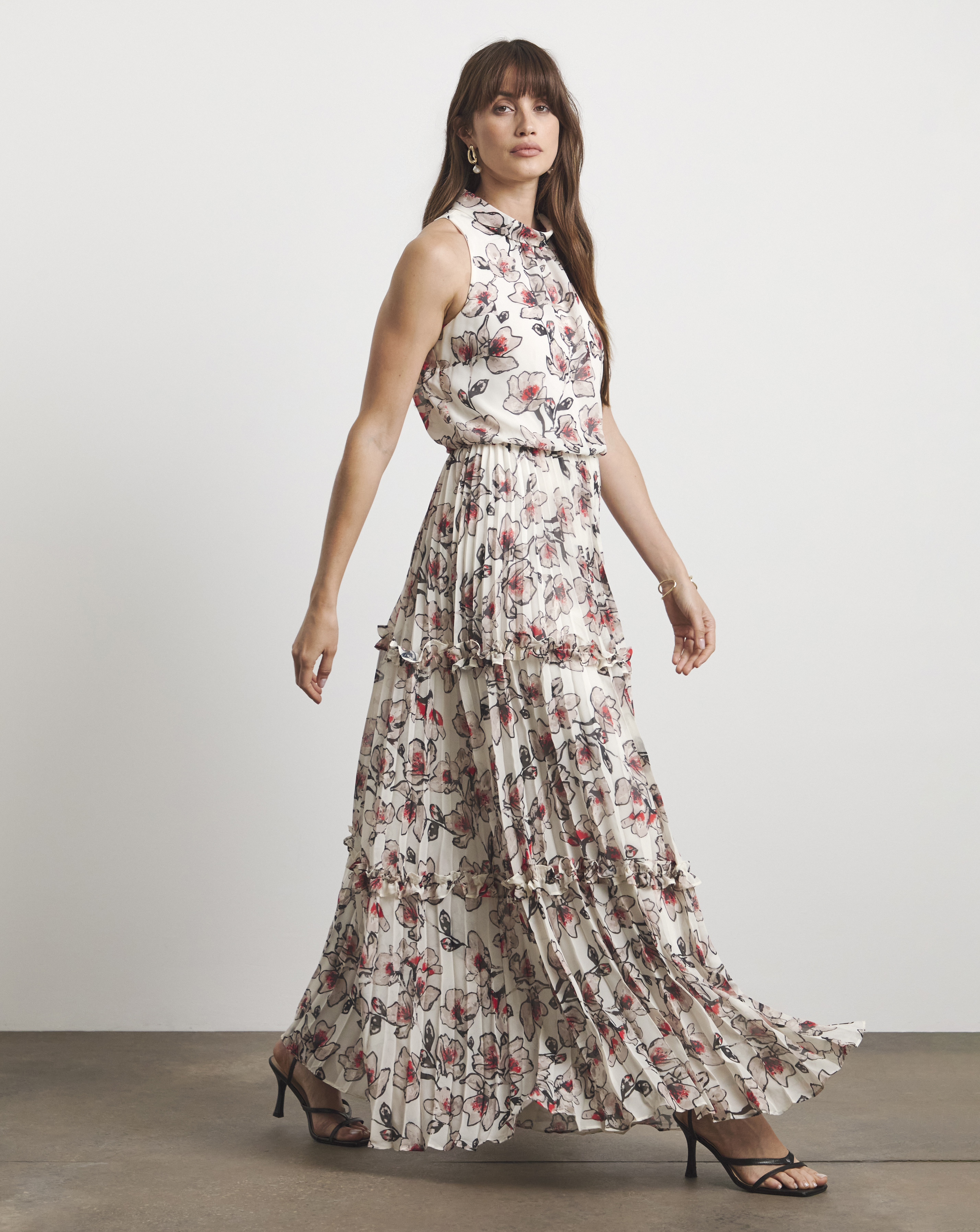 Joanna Hope Ruffle Pleated Dress